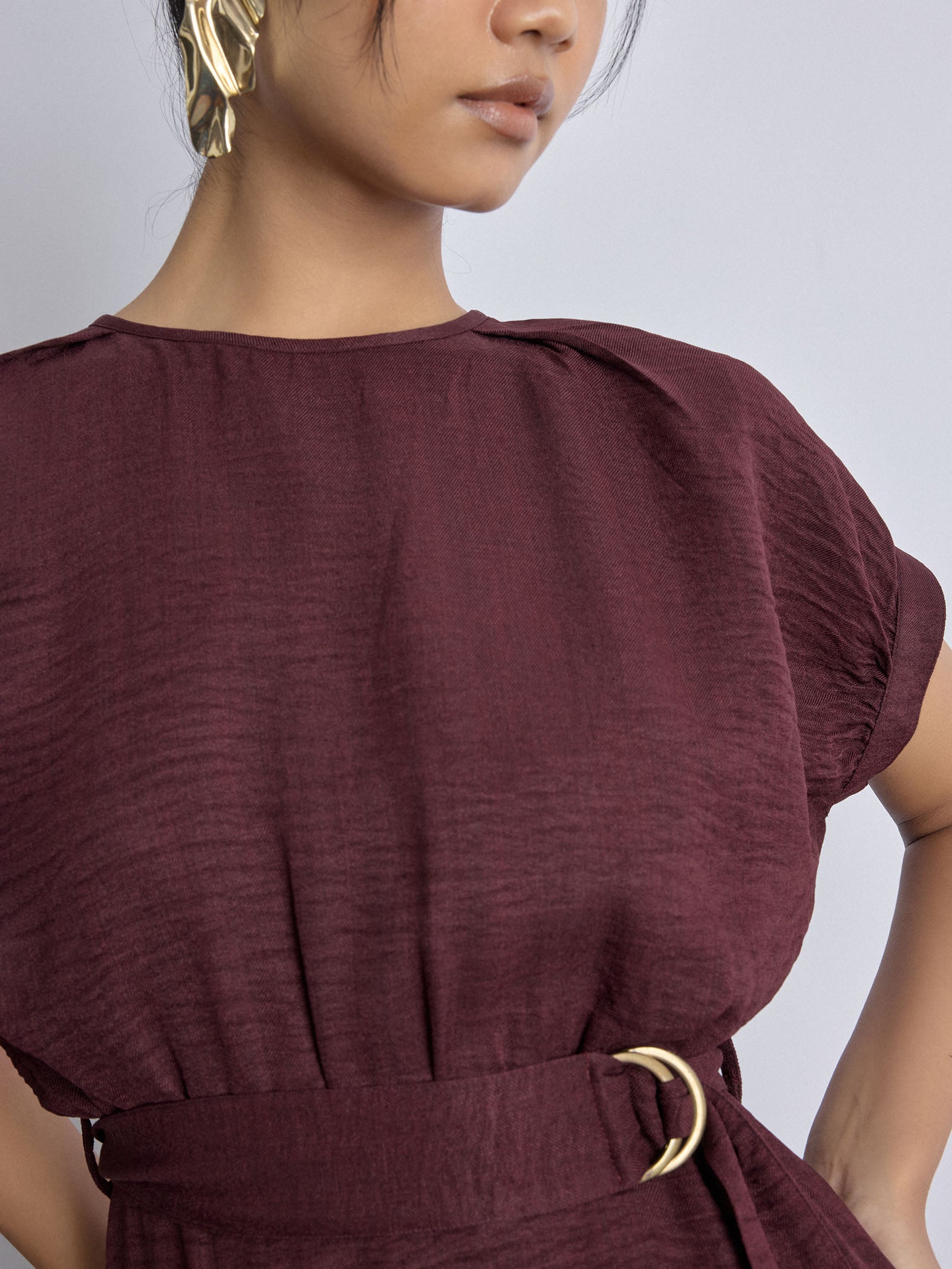 Merlot Side Buttoned Dress