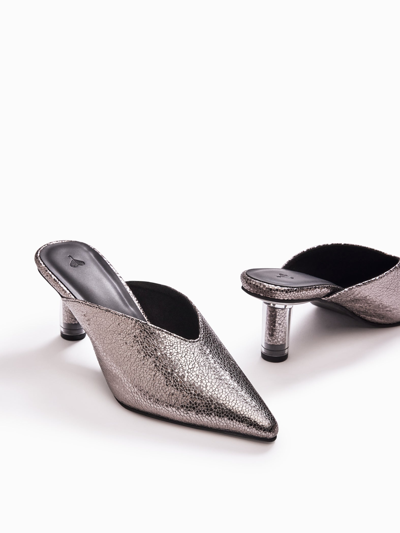 Metallic Shimmer Pointed Toe Heels