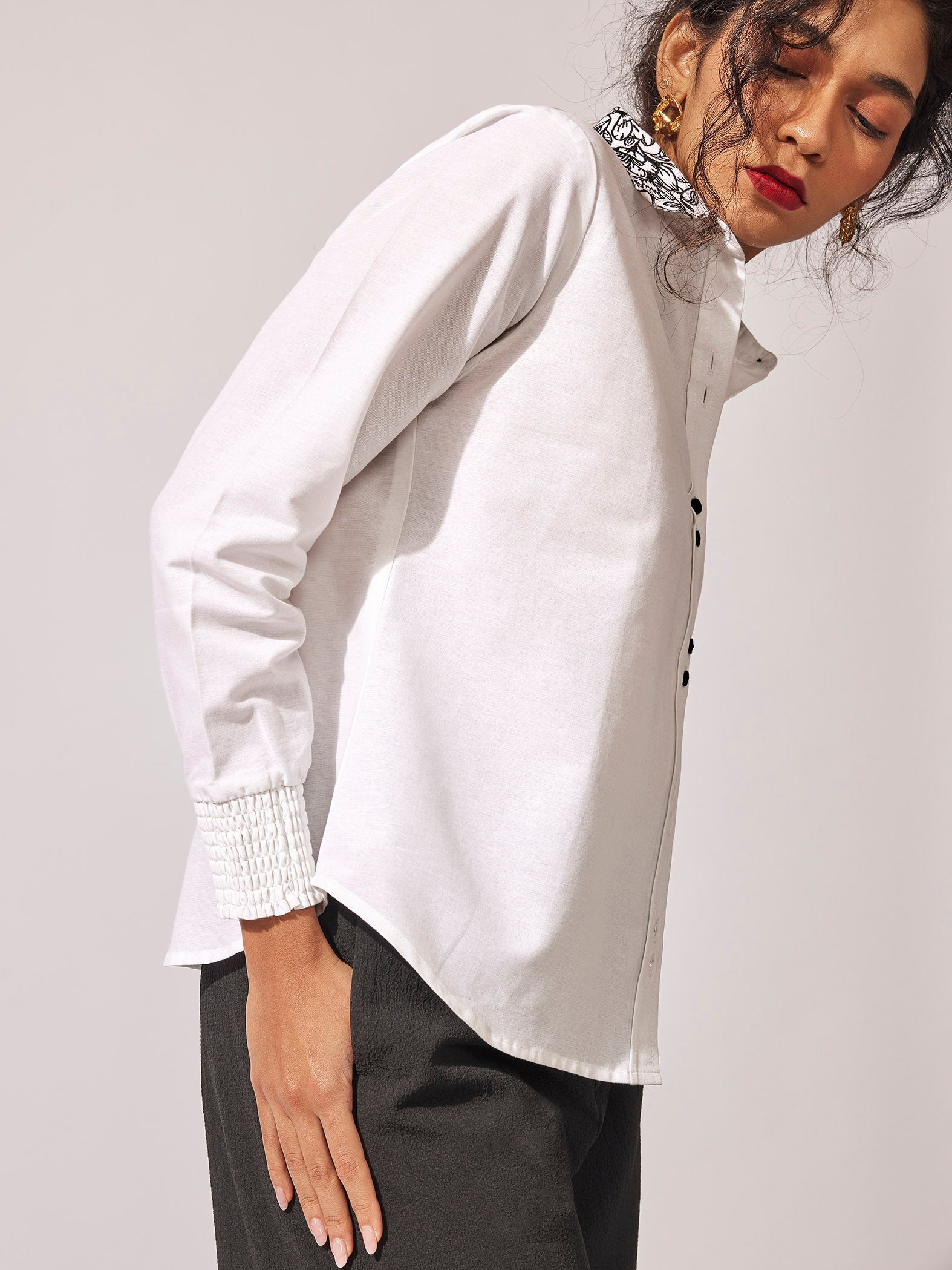 Monochrome Embroidered Collar Shirt
