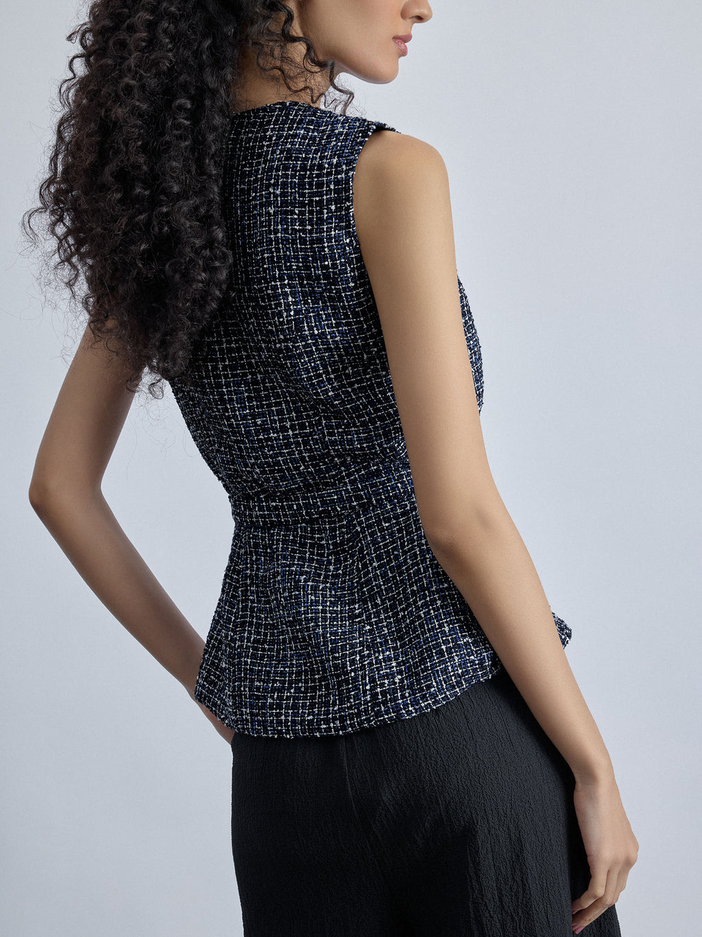 Navy Tweed Belted Waistcoat