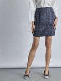 Navy Tweed Mini Skirt