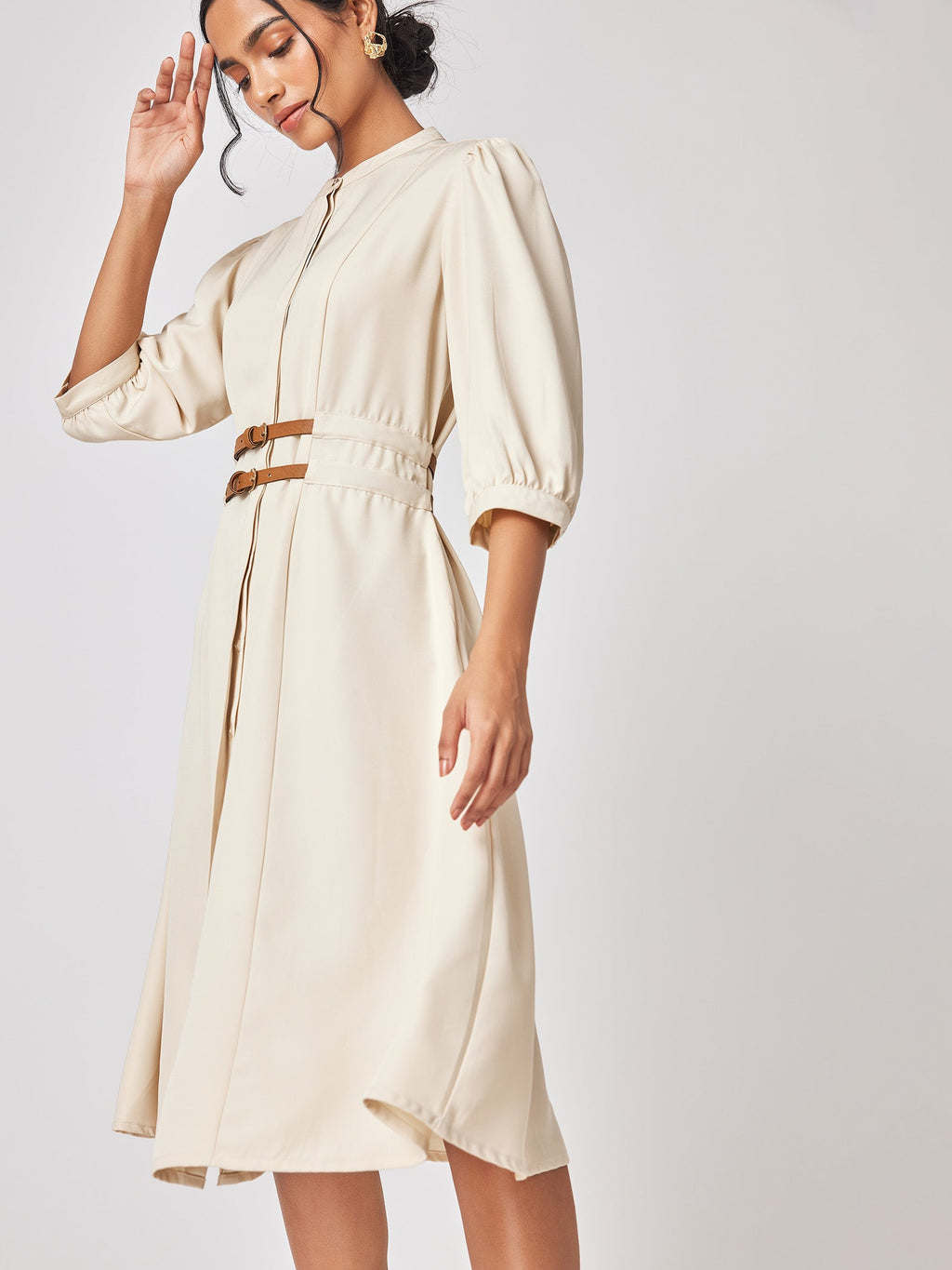 Off-White Double Belted Dress