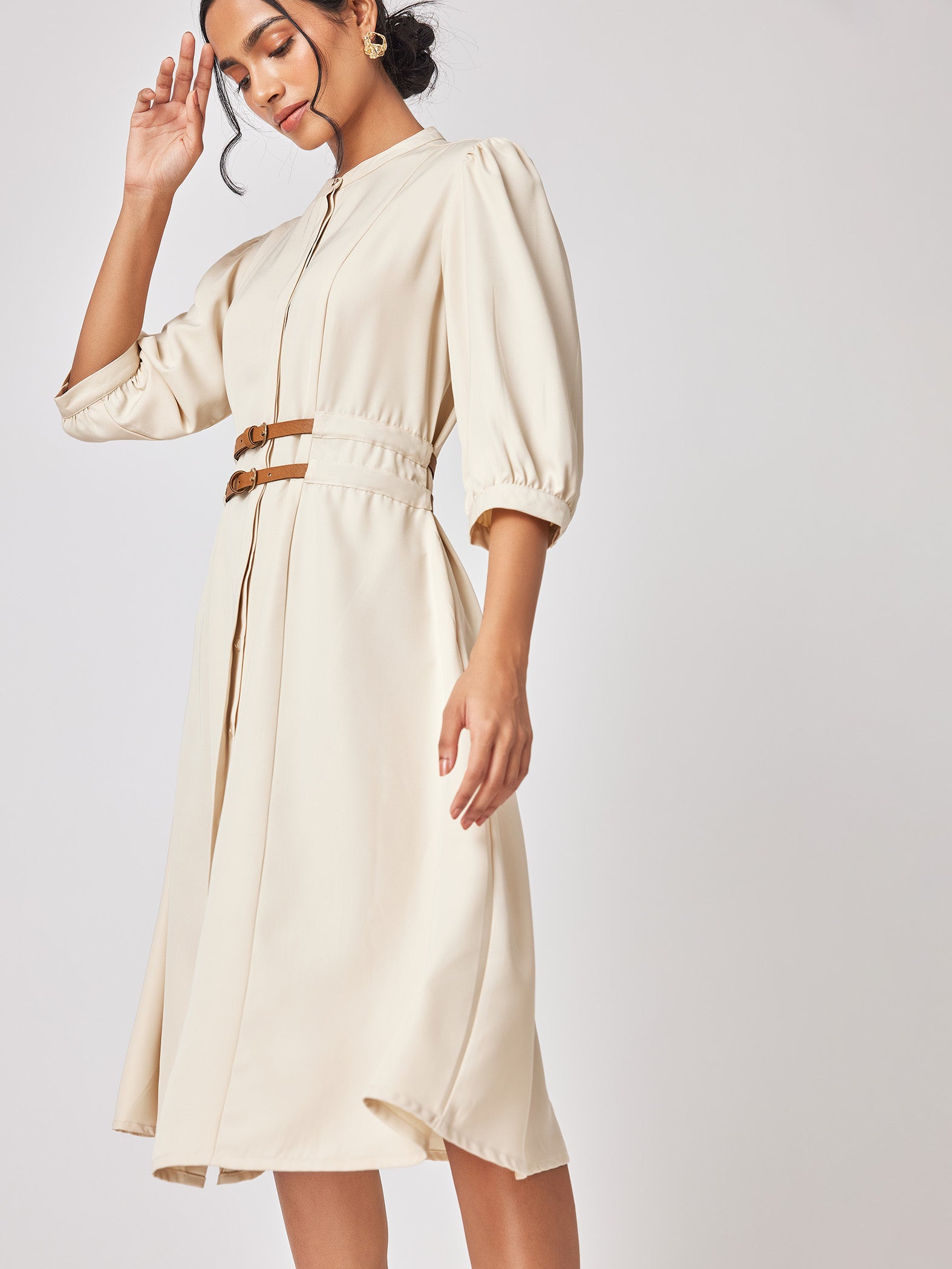 Off-White Double Belted Dress