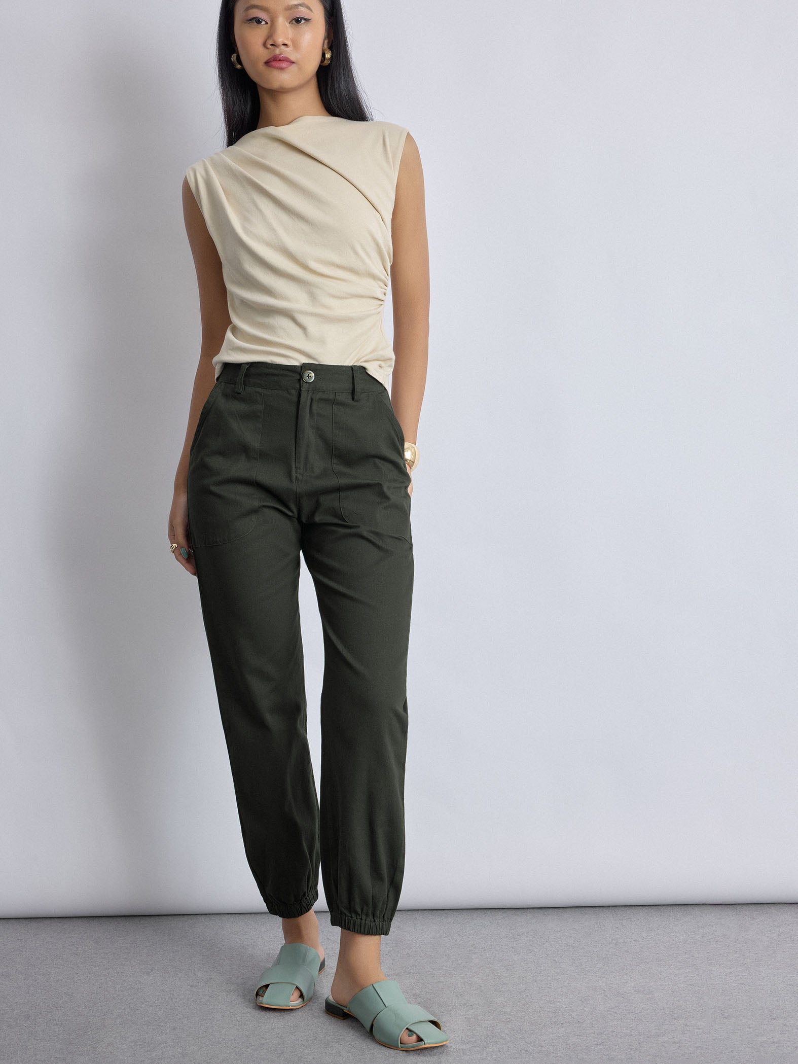 Olive Twill Pants