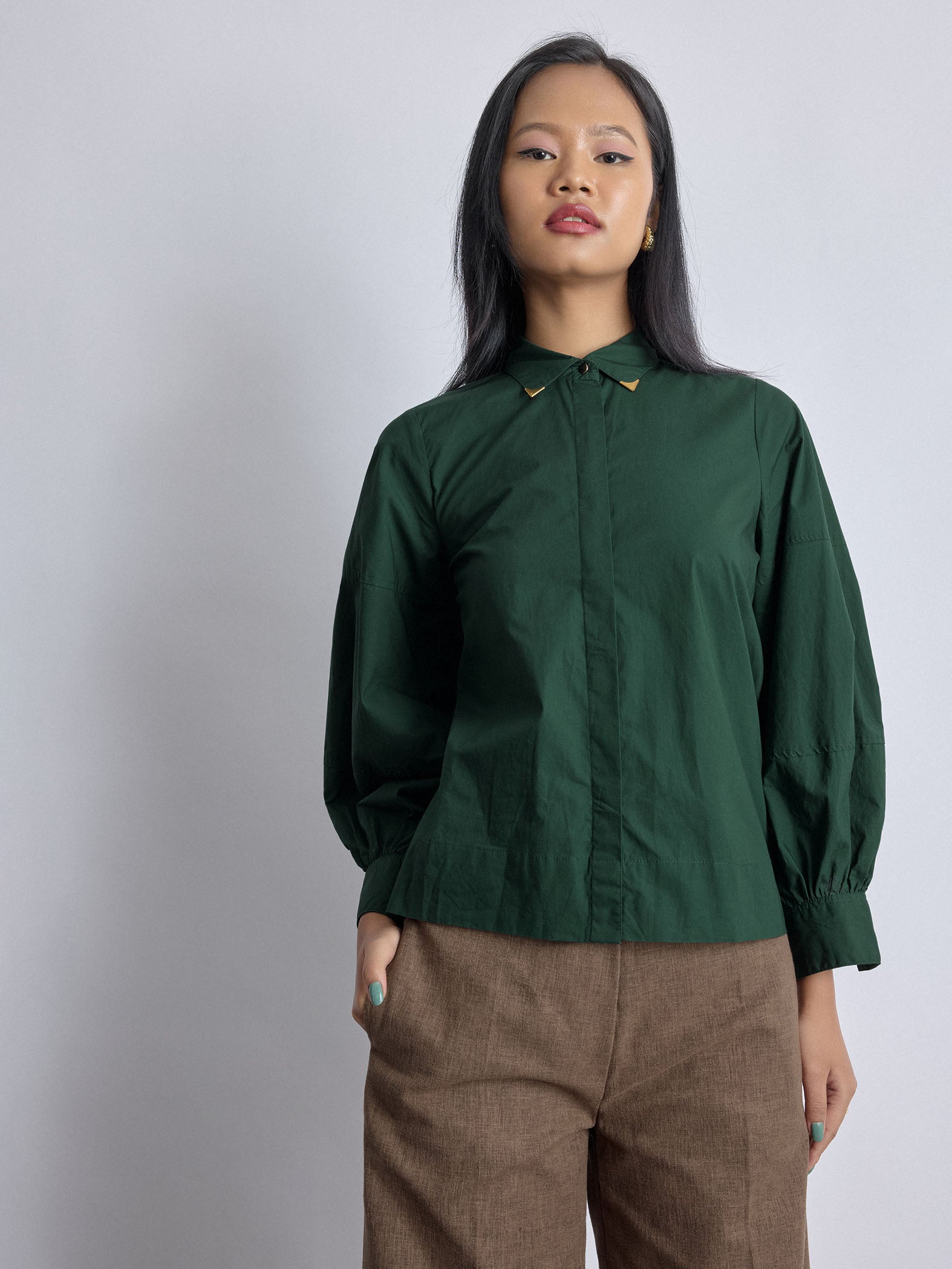 Pine Collar Pin Detail Shirt