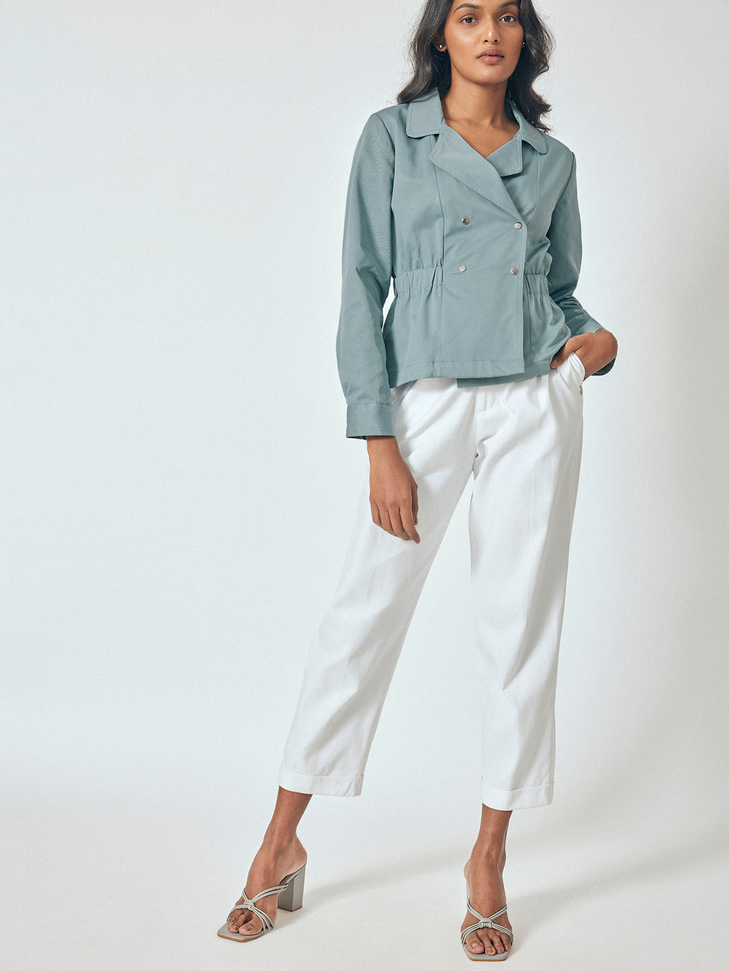 Powder Blue Double Breasted Jacket