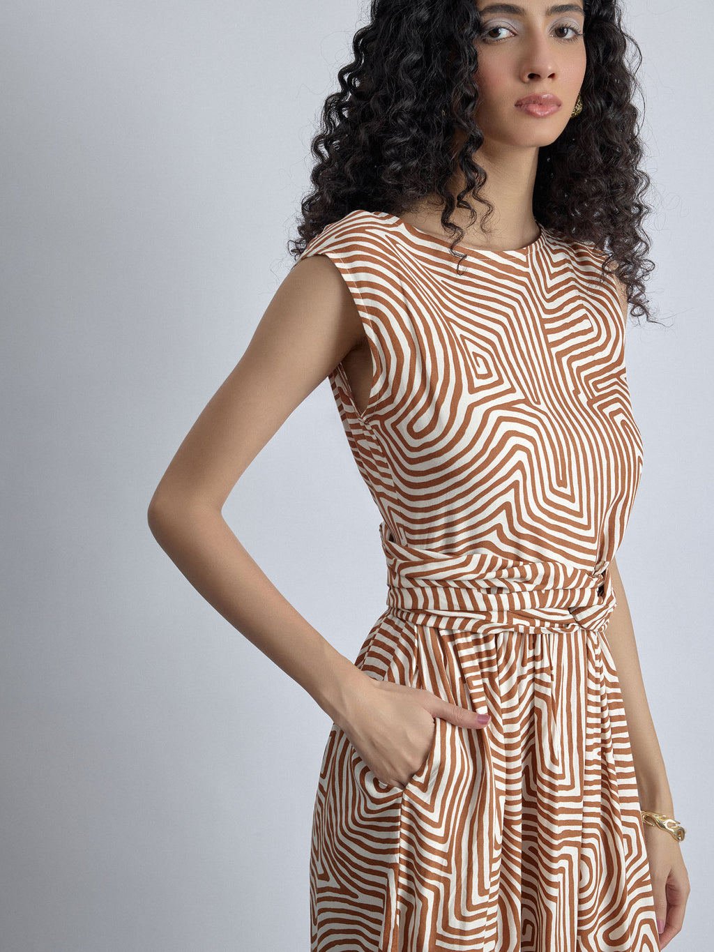 Retro Striped Twist Knot Dress