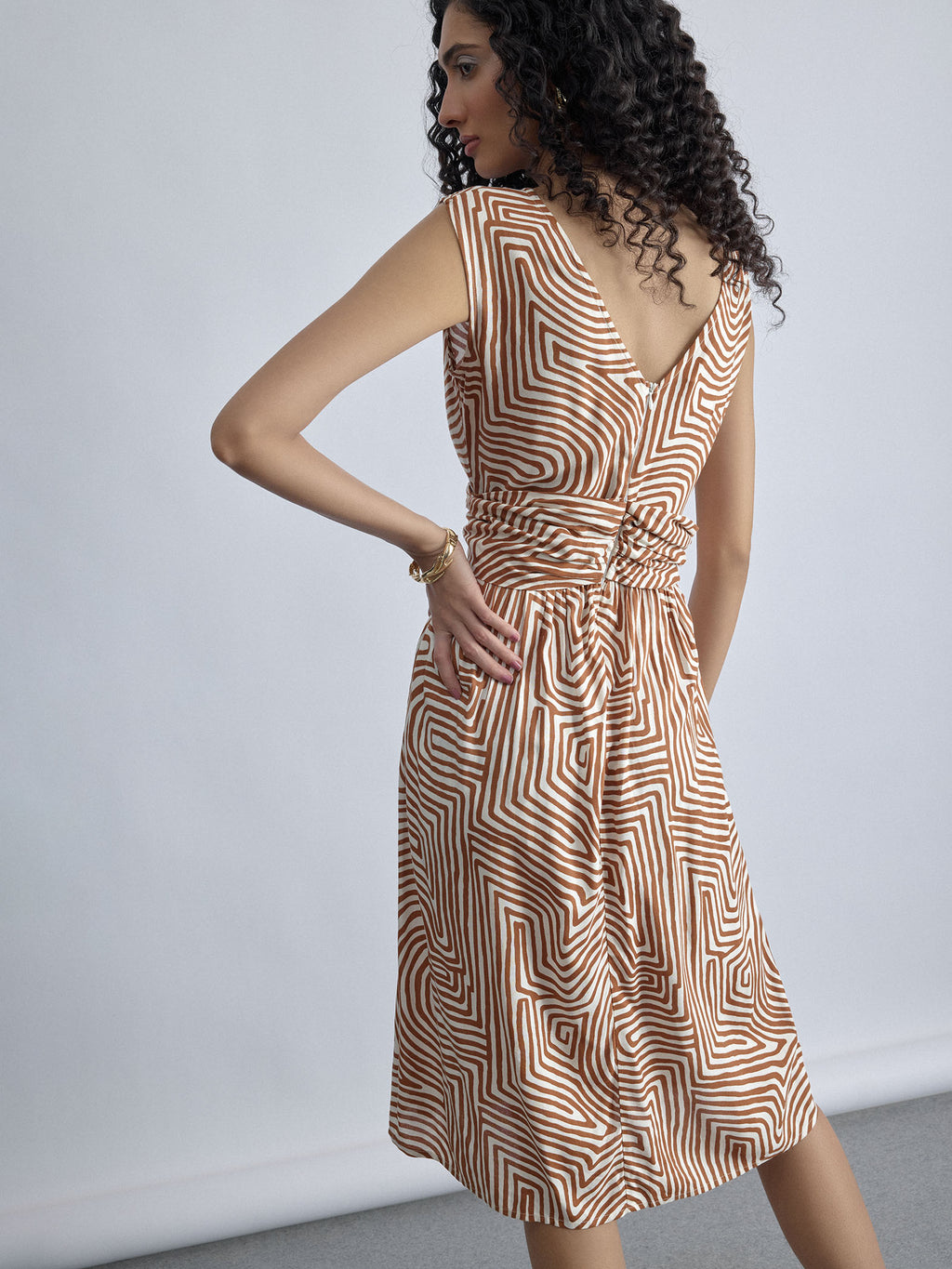 Retro Striped Twist Knot Dress