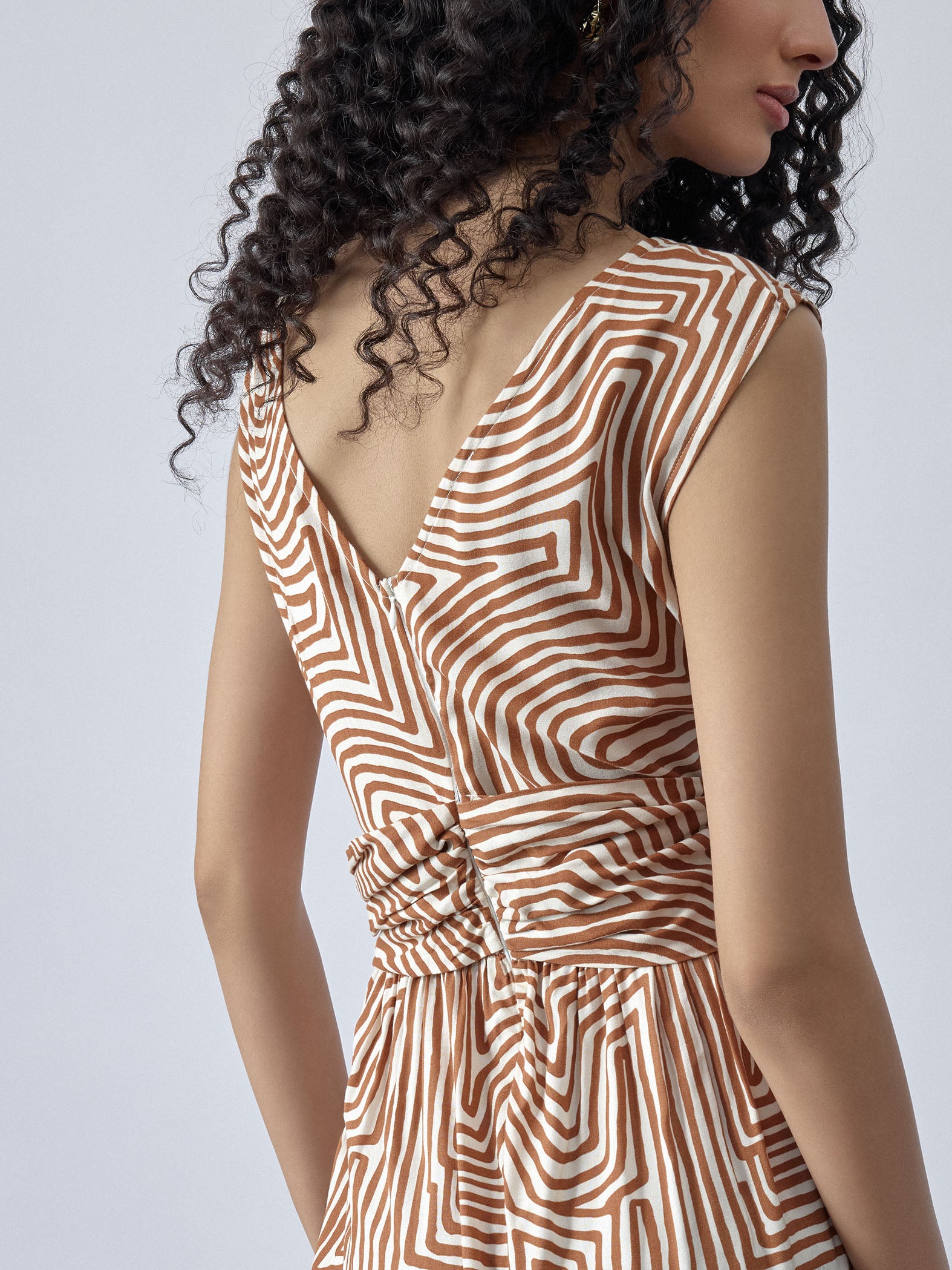 Retro Striped Twist Knot Dress