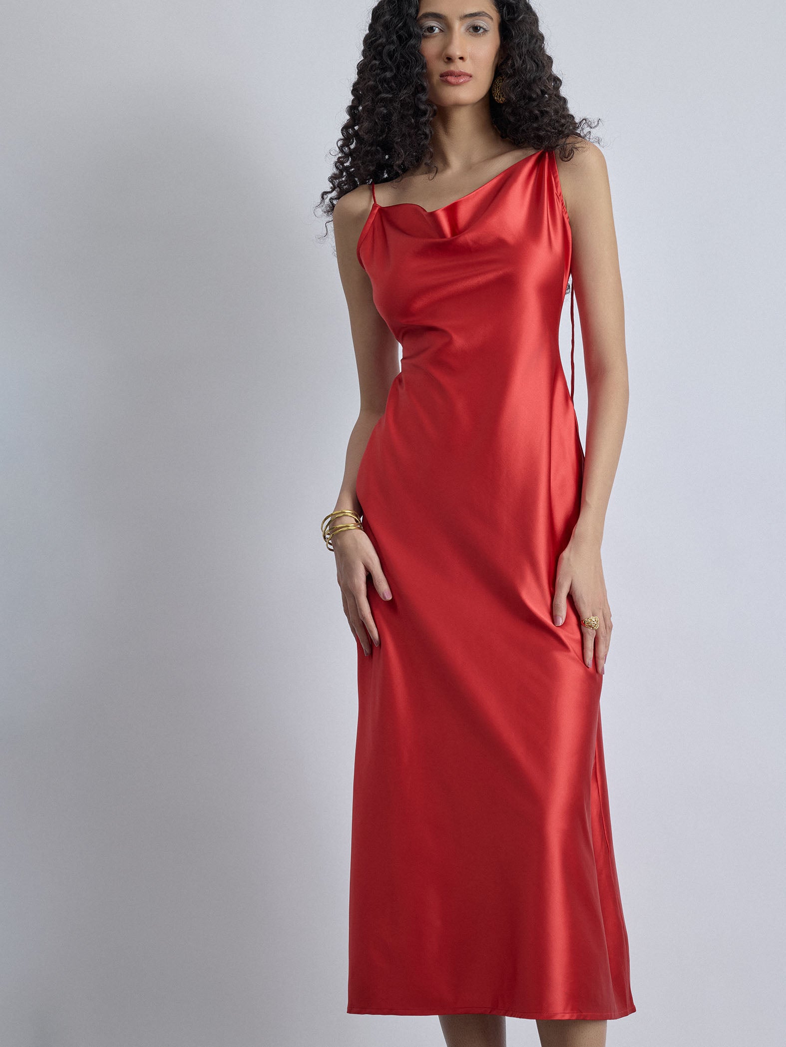 Ruby Satin Cowl Neck Slip Dress