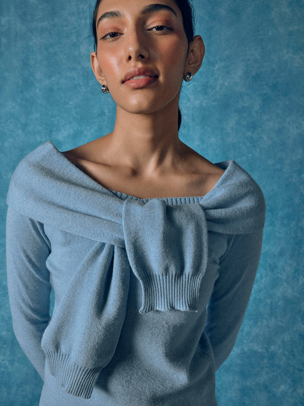 Sky Off Shoulder Shawl Neck Top