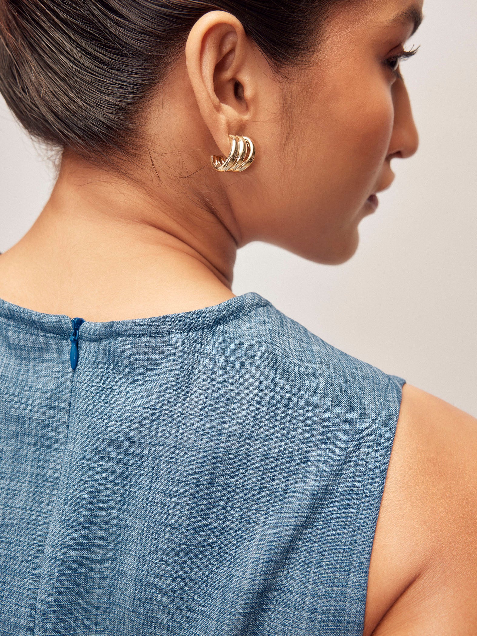 Slate Blue Linen Front Tie Dress