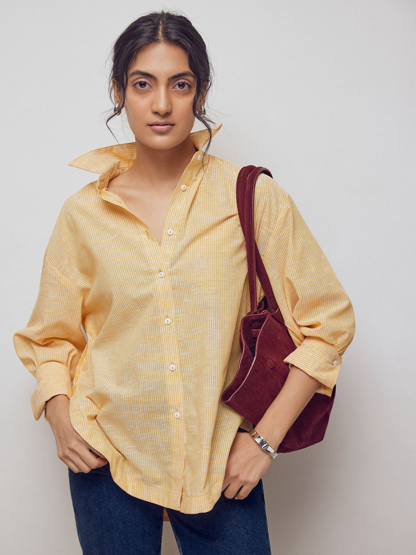 Tangerine Striped Oversized Shirt