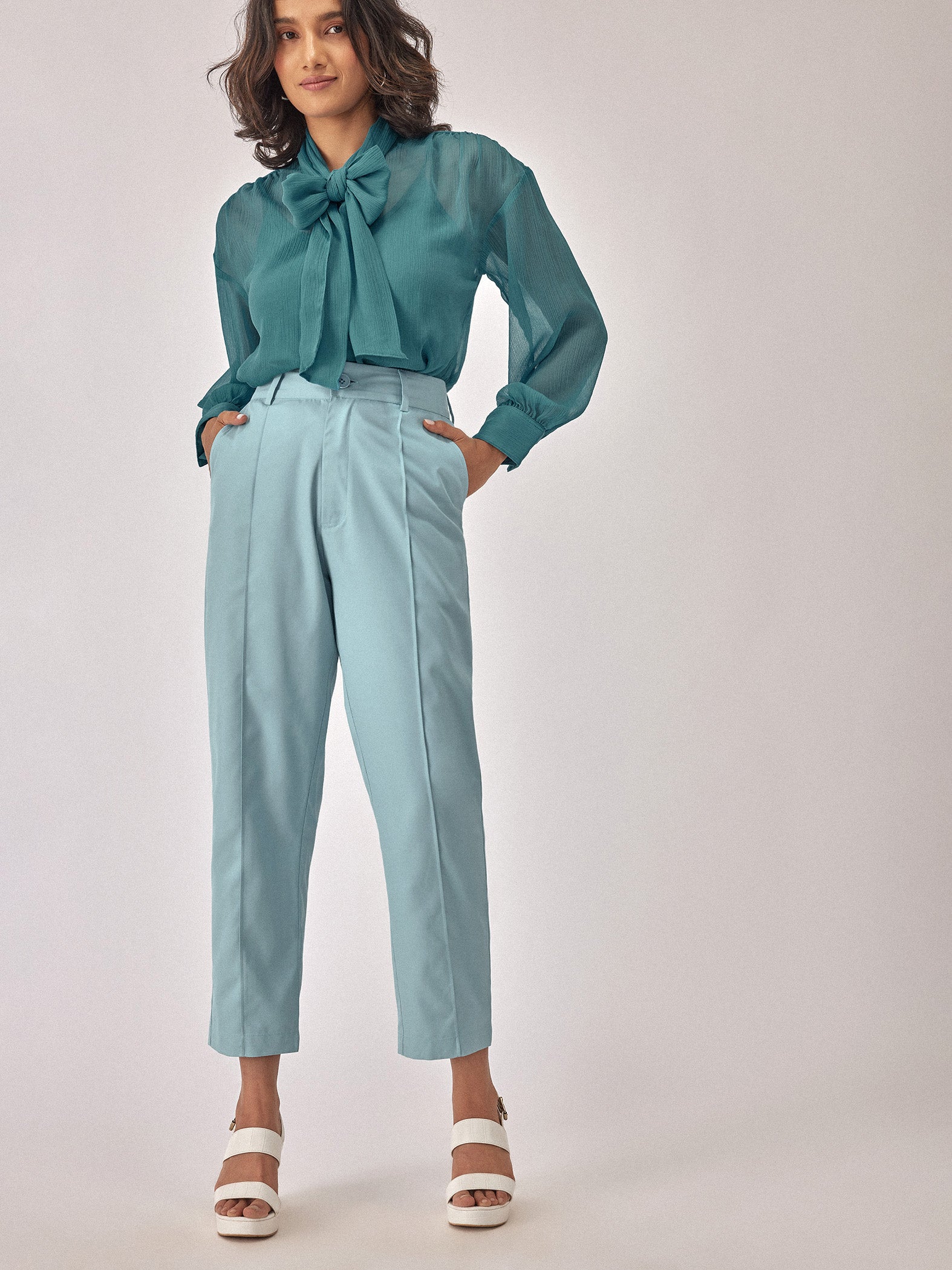 Sky Blue Ankle Trousers