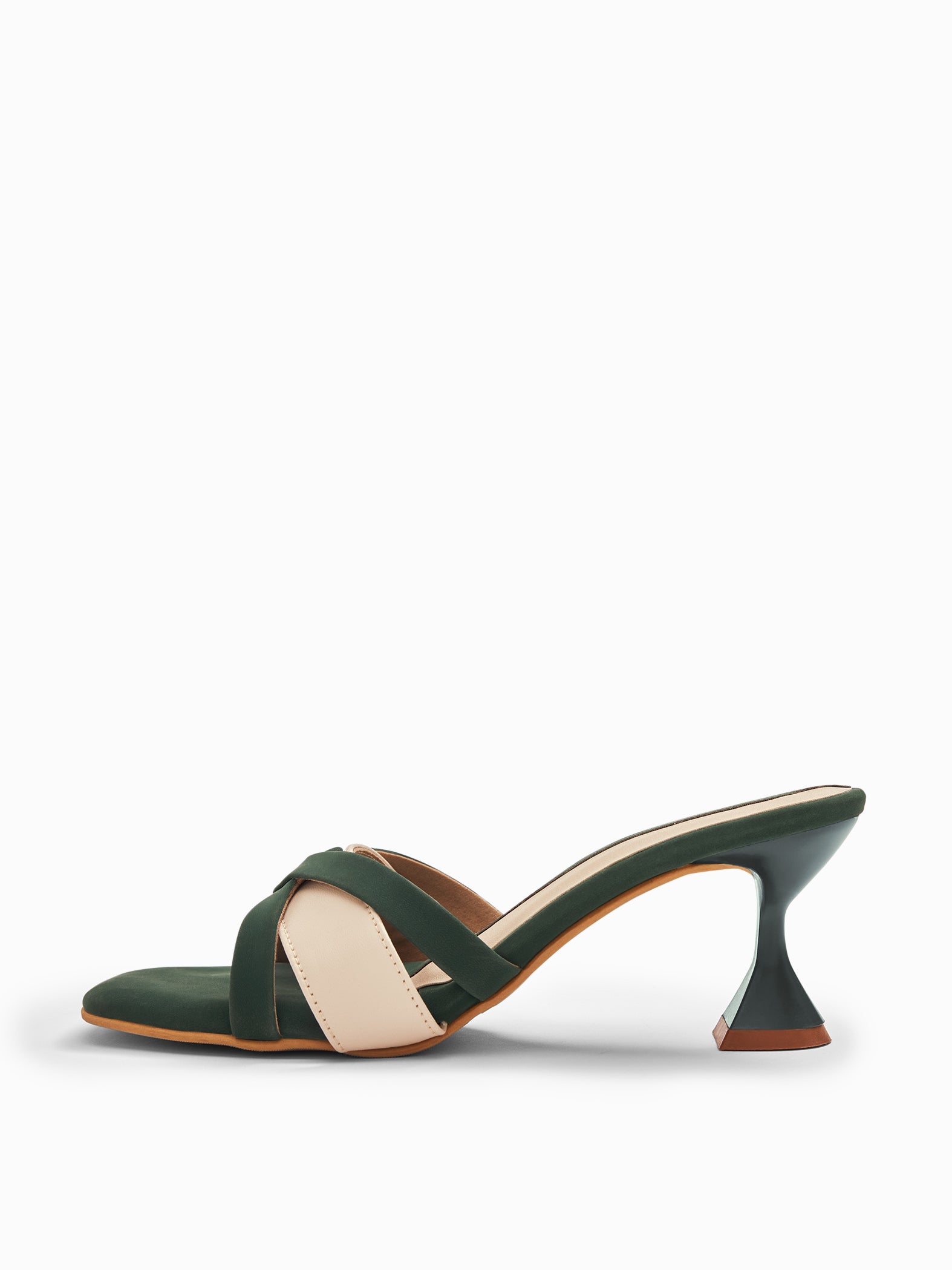 Emerald & Cream Spool Heels