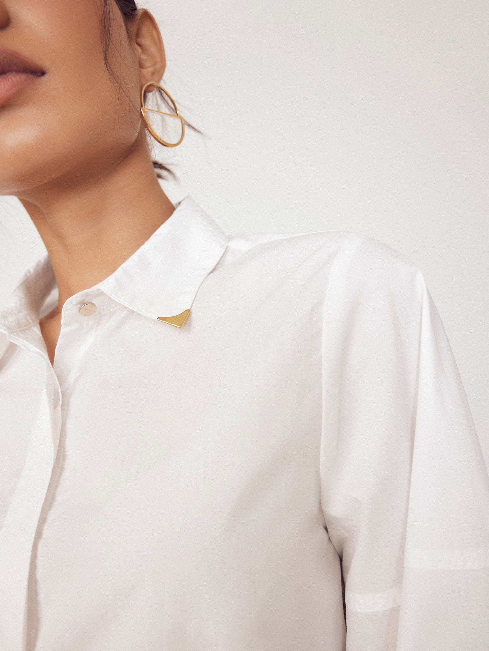 White Collar Pin Detail Shirt