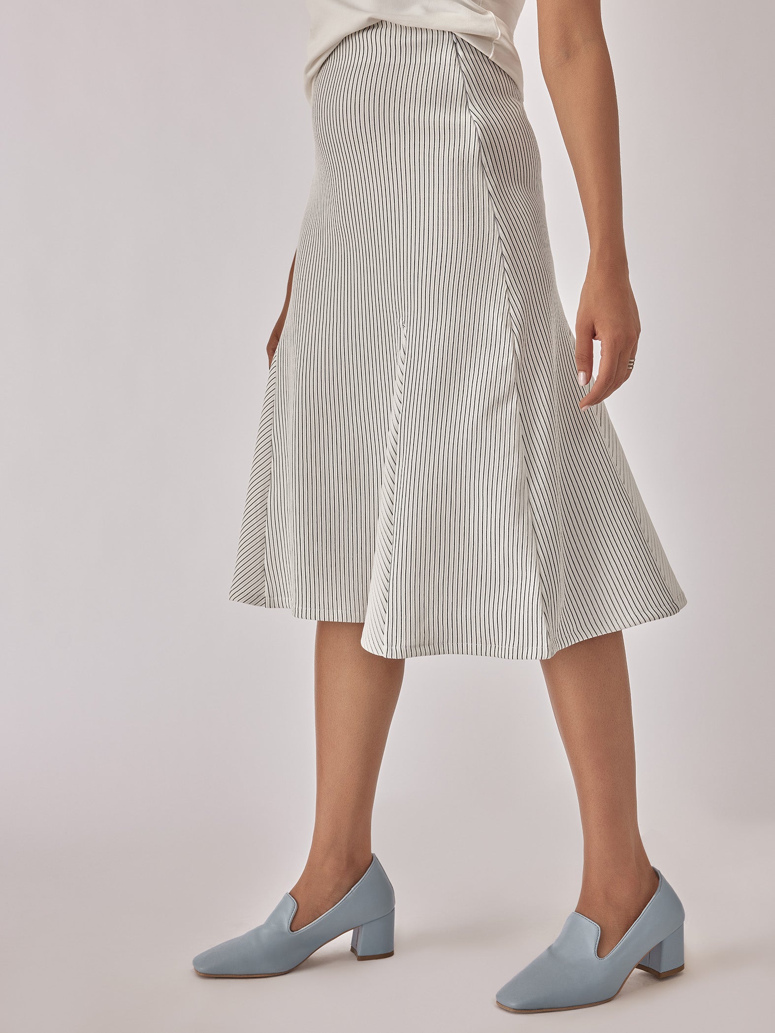 White Godet Panel Skirt