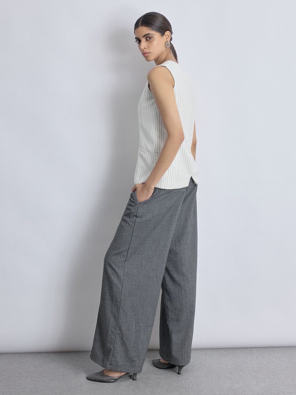 White Pinstripe Long Waistcoat