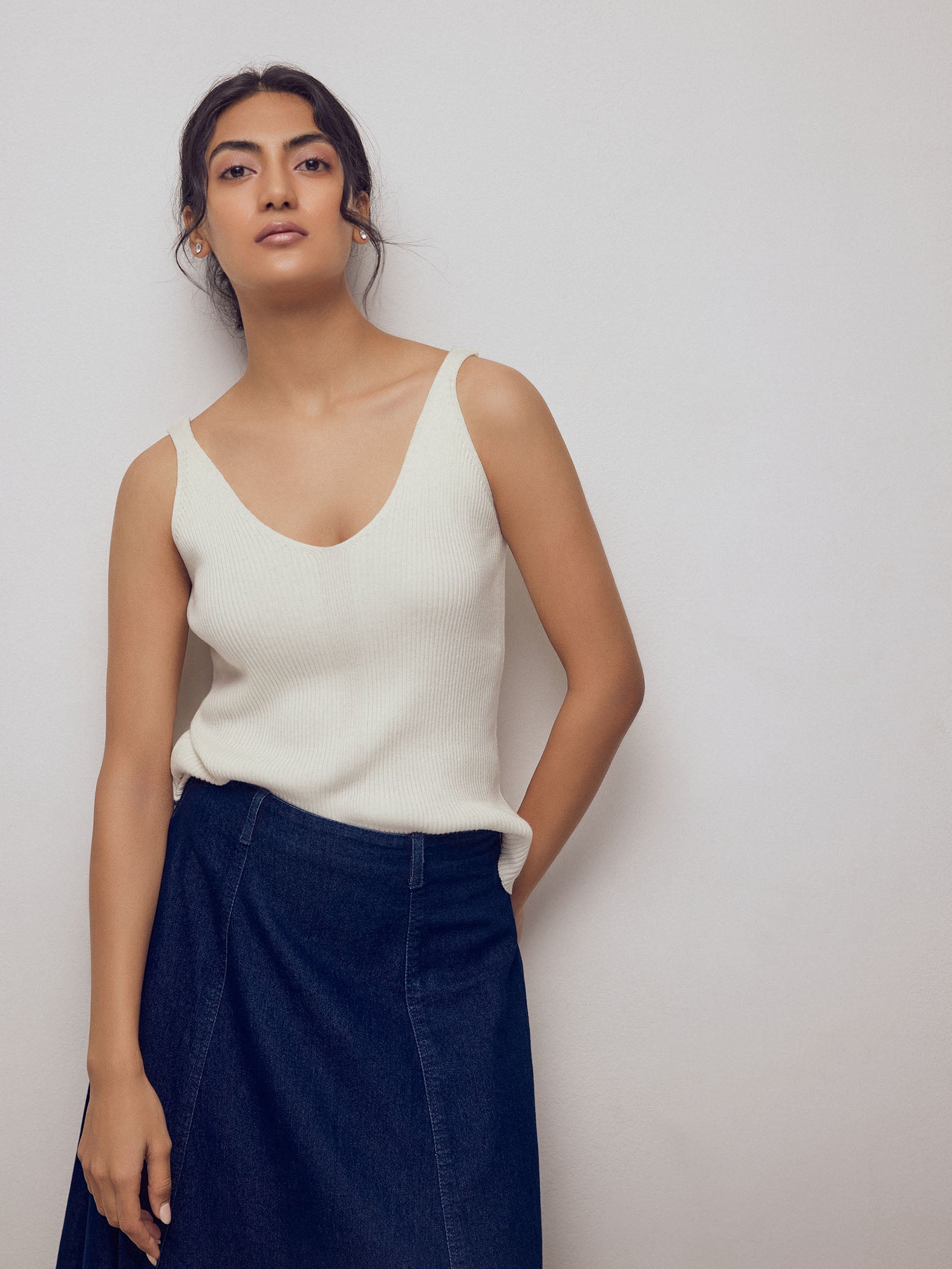 White Strappy Knit Top