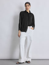 White Twill Flared Pants