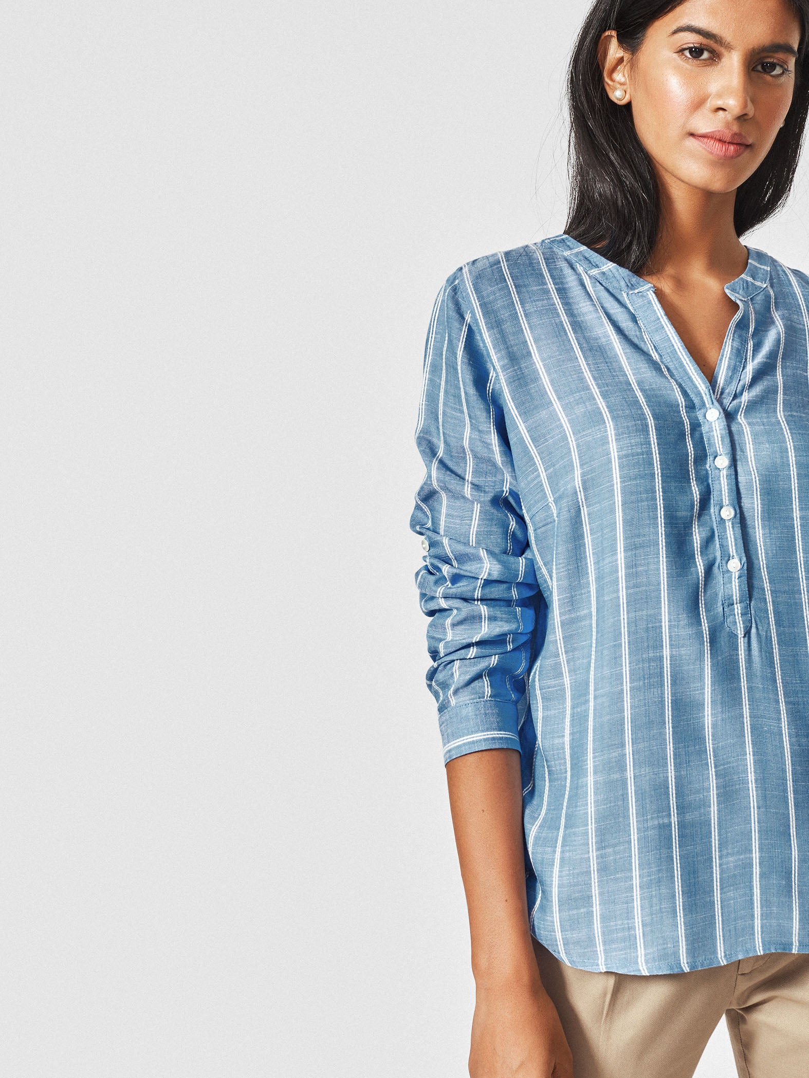 Azure Embroidered Stripe Top