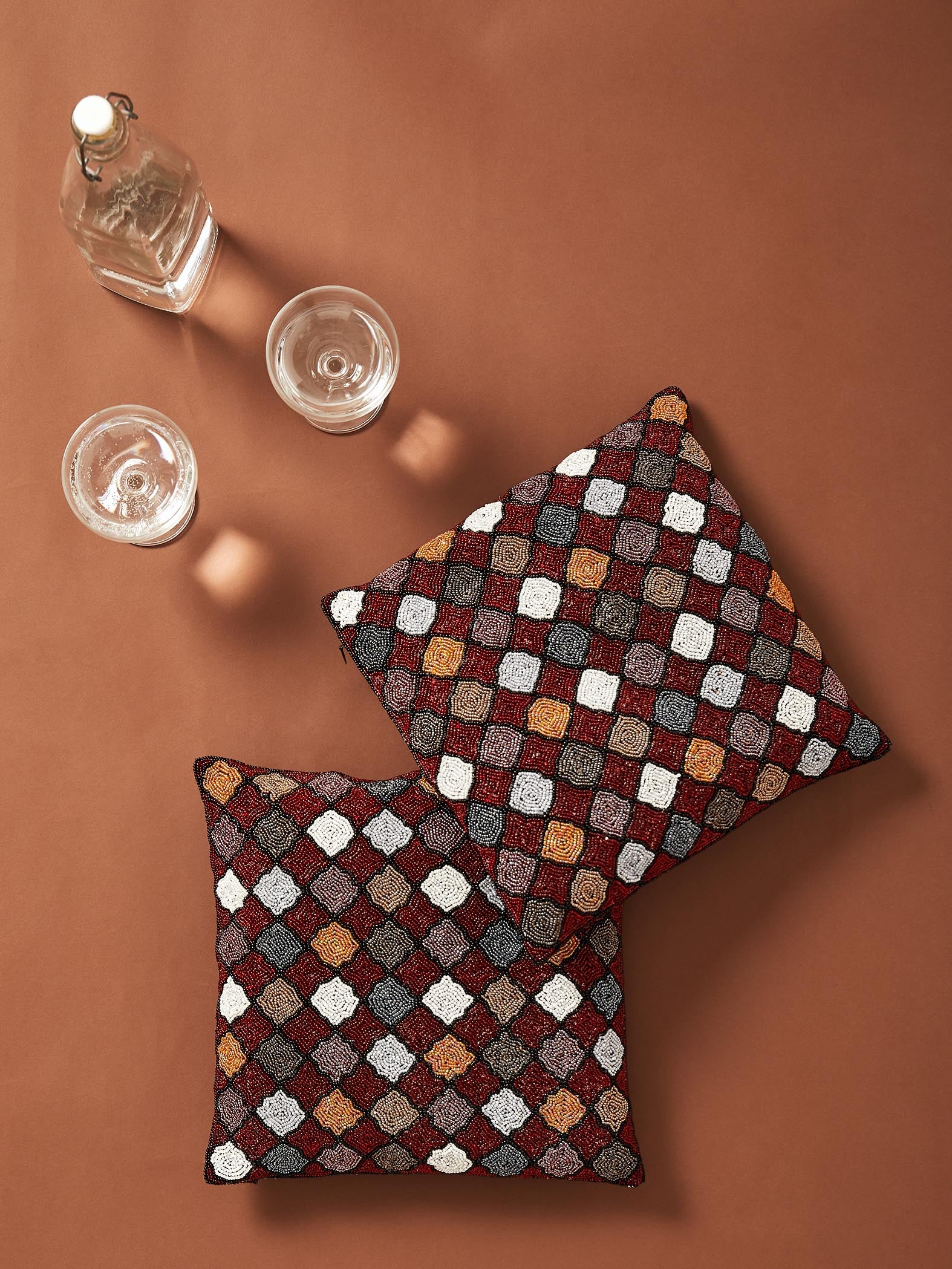 Beaded Geometry Pattern Cushion Cover