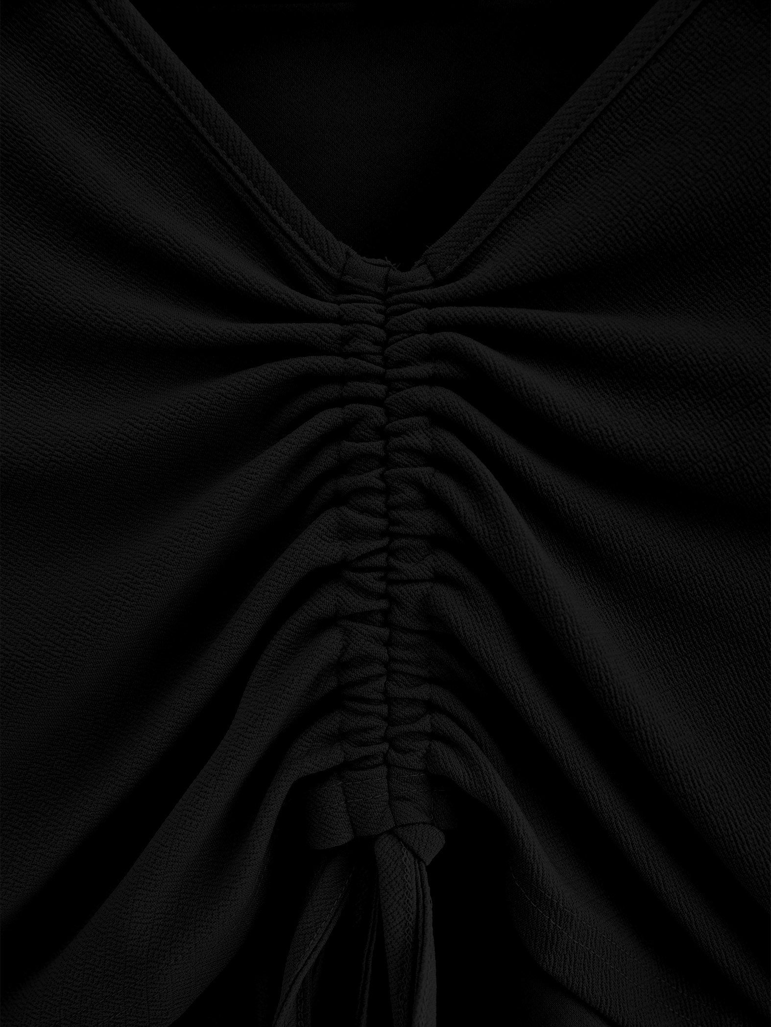 Black Bell Sleeve Front Tie Top