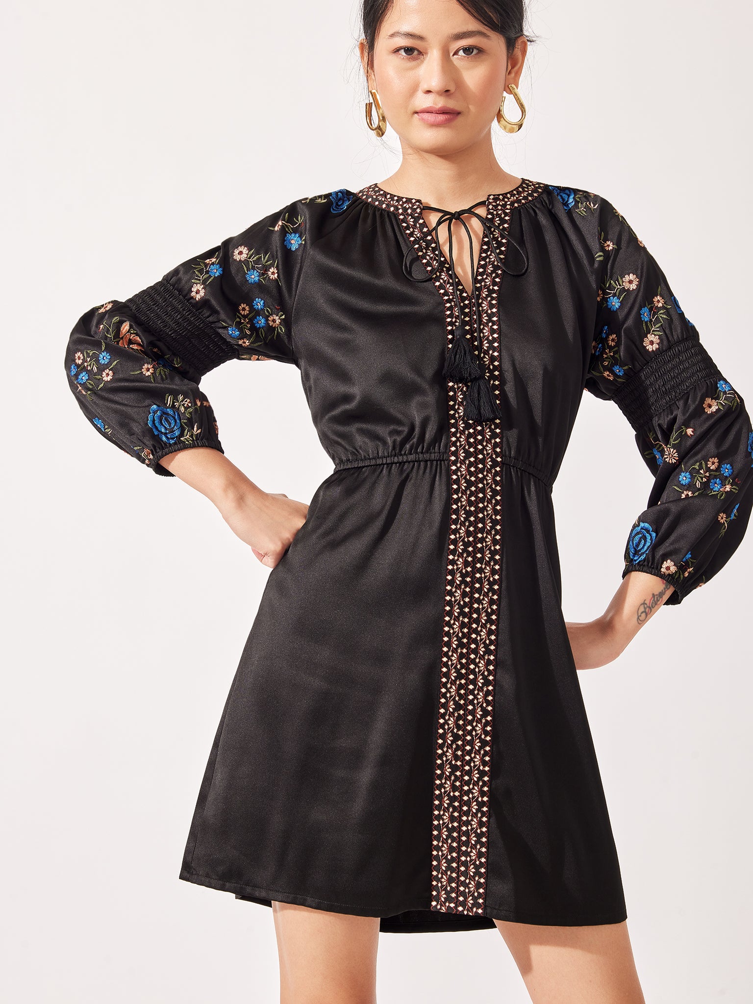 

Black Floral Embroidered Dress