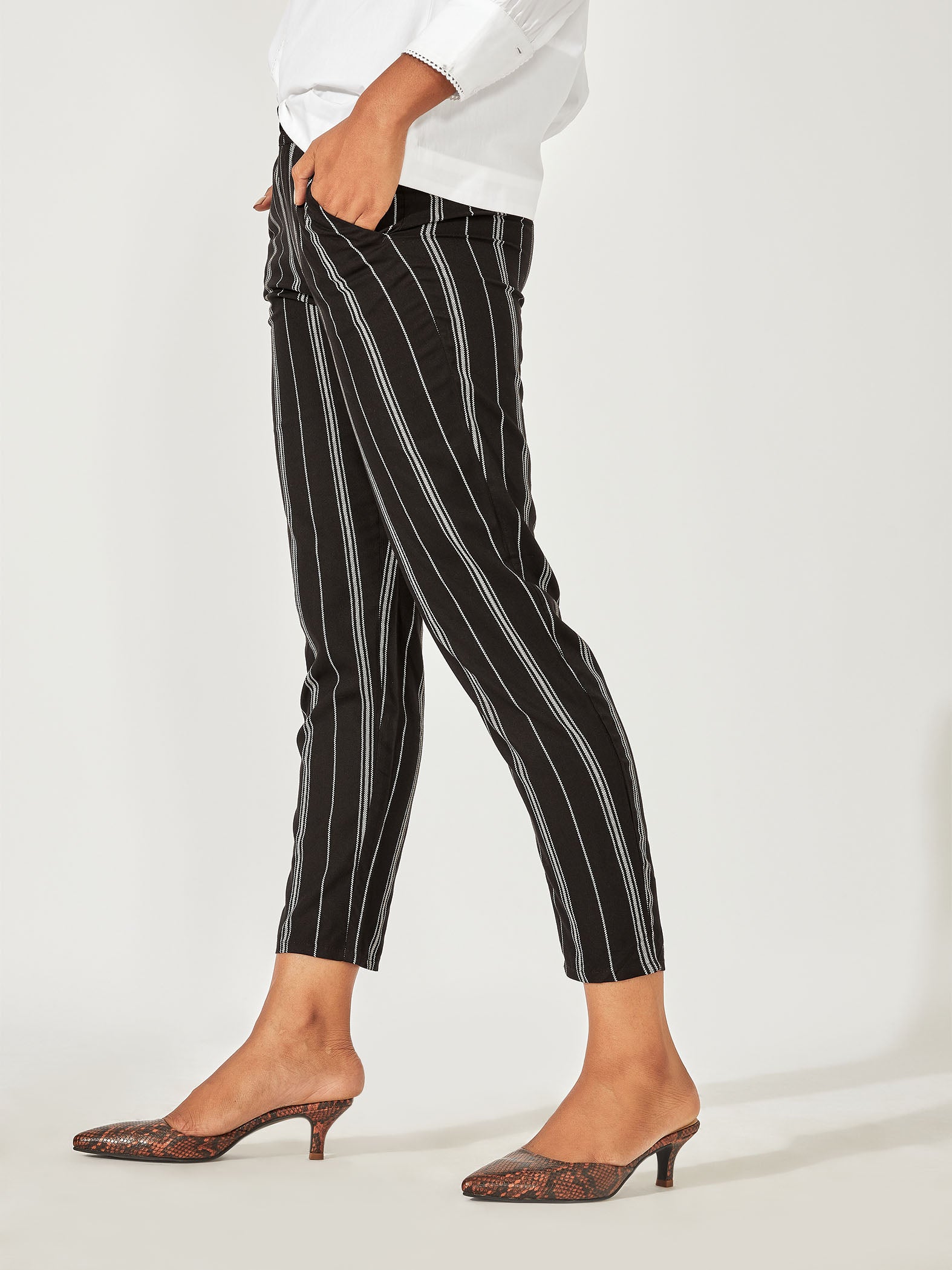 Black Stripe Tapered Pants