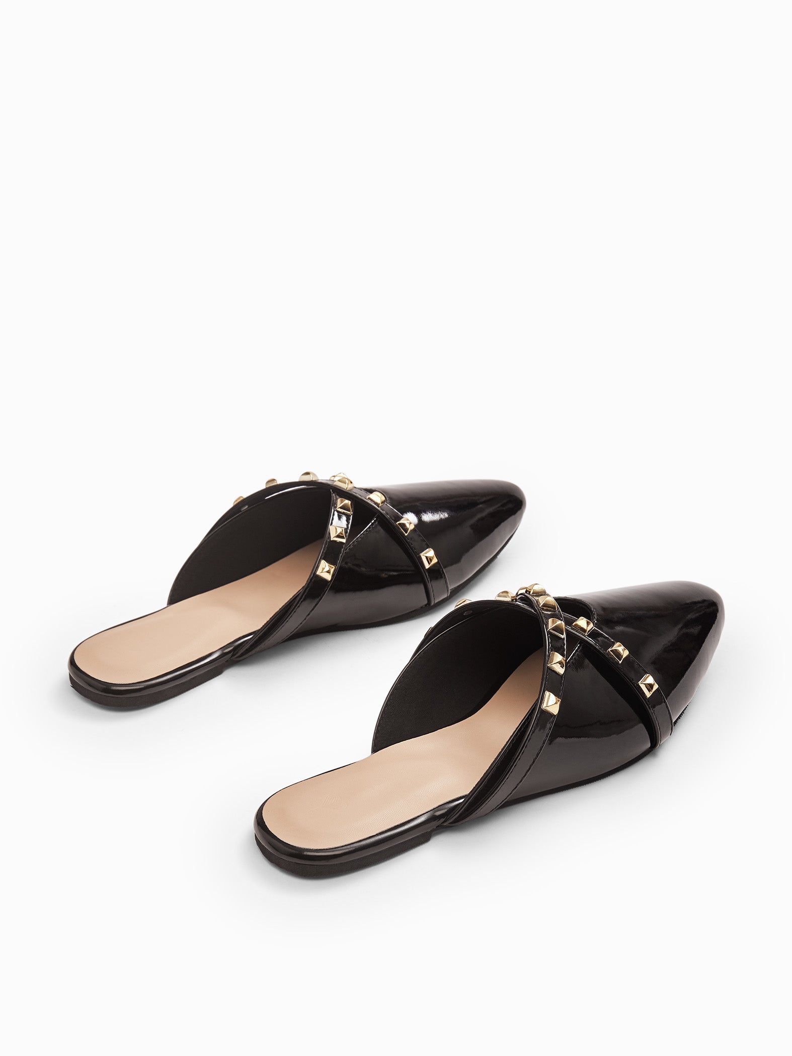 Black Studded Pointed Toe Flats