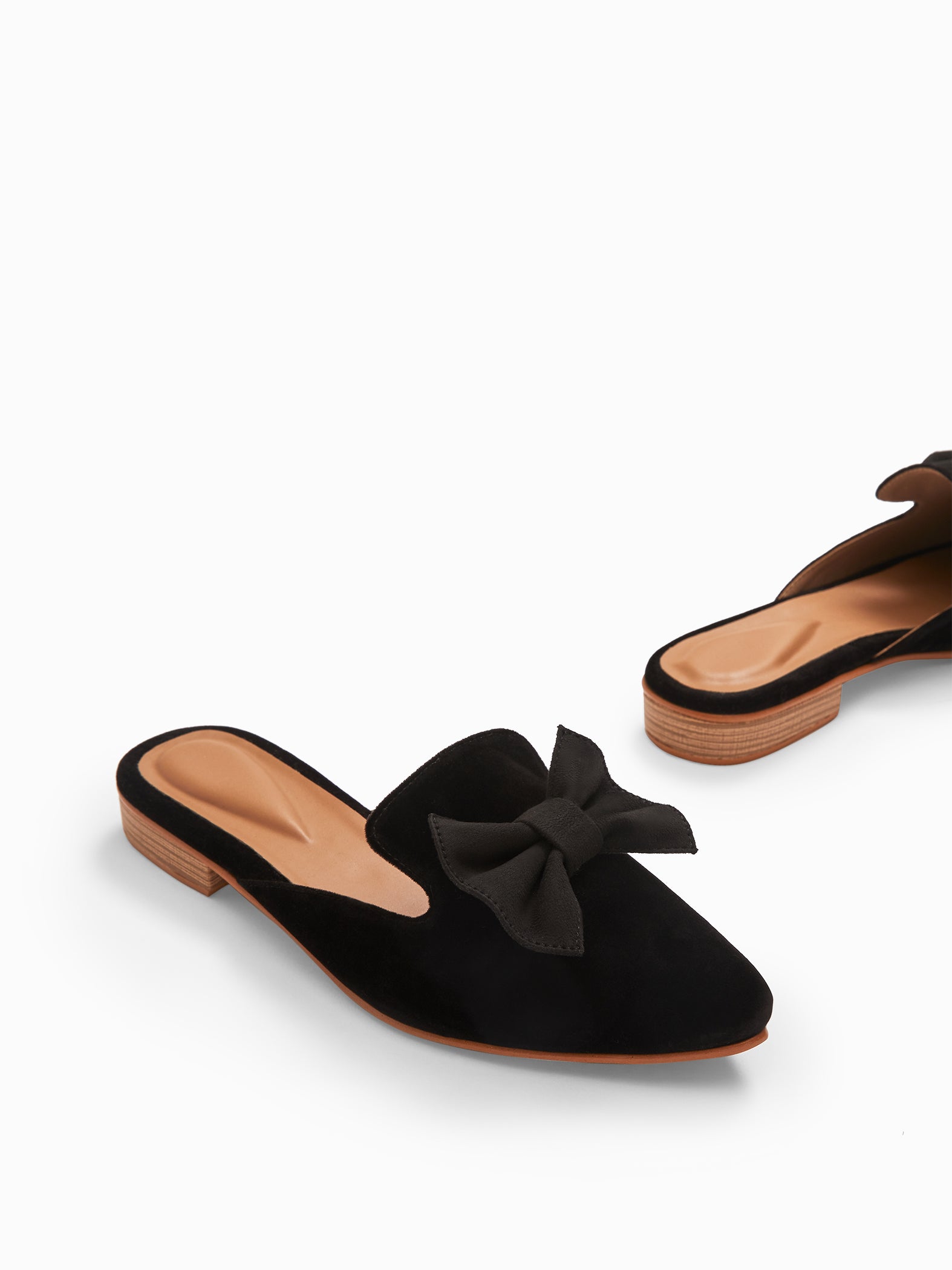 Black Suede Bow Mules