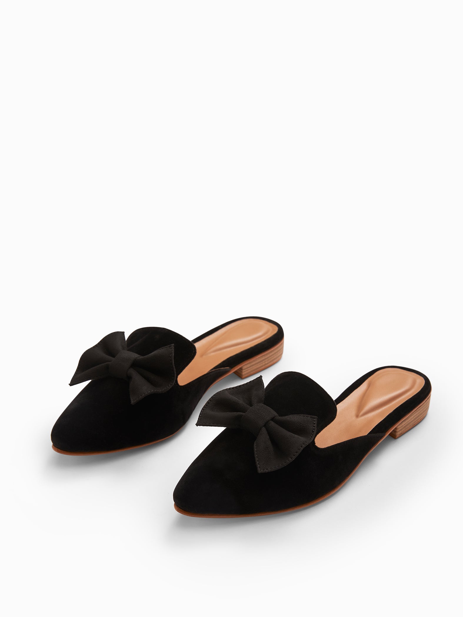Black Suede Bow Mules