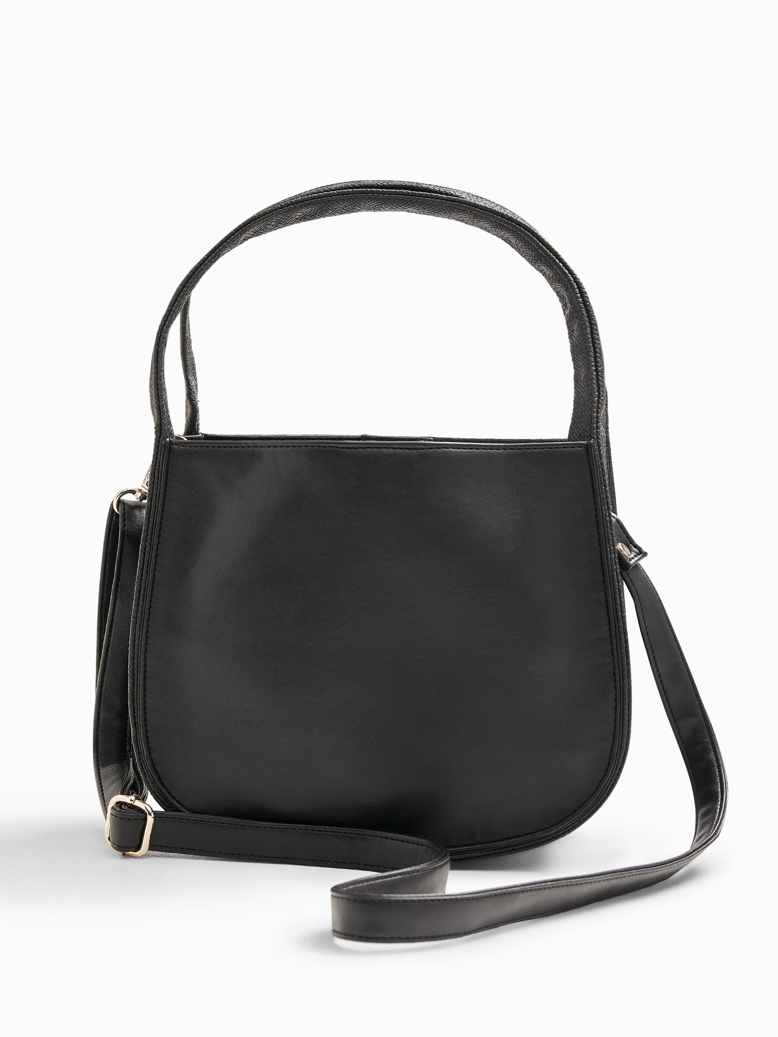 Black Textured Strap Bag