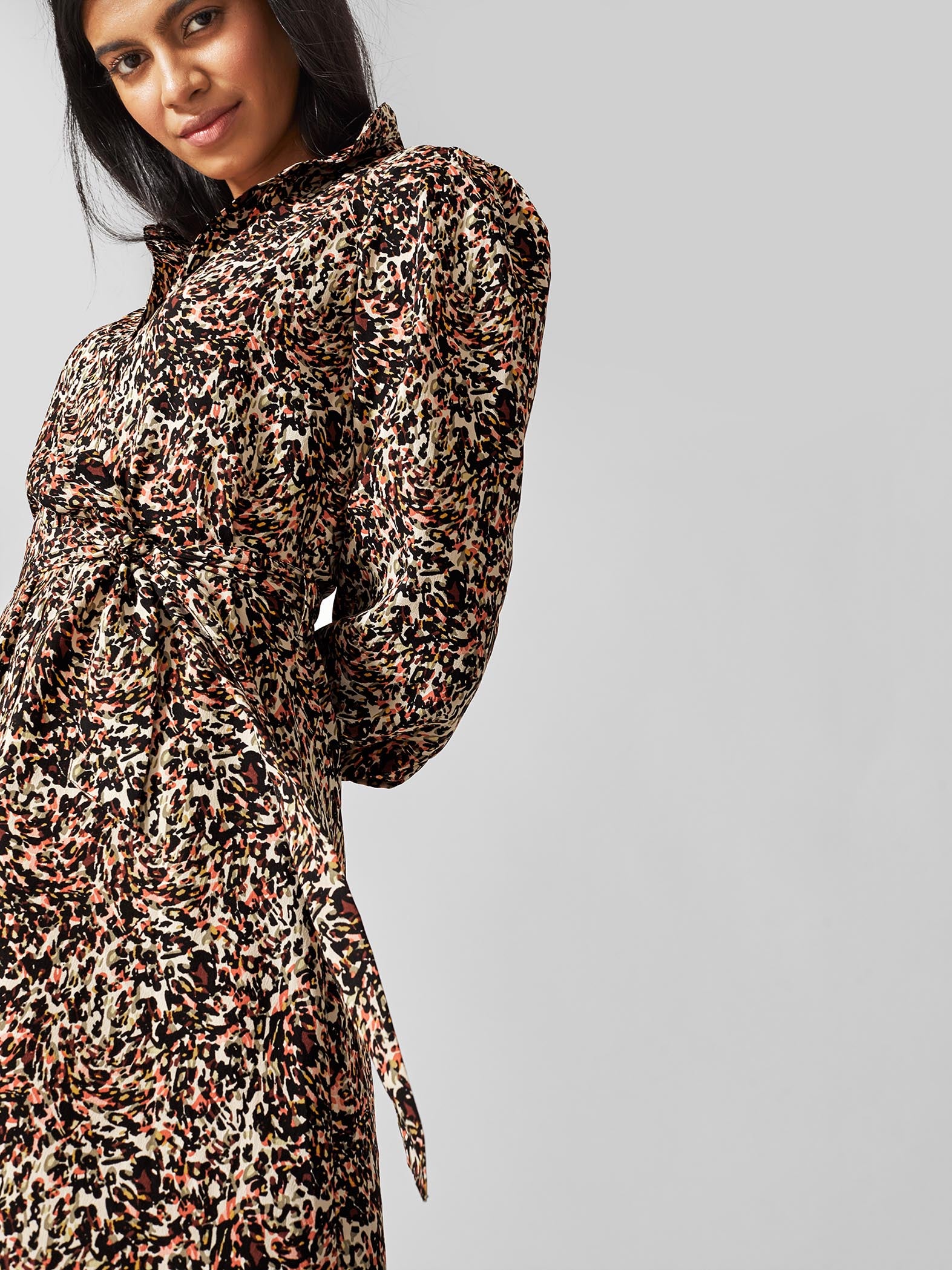 Black Leopard Shirt Dress