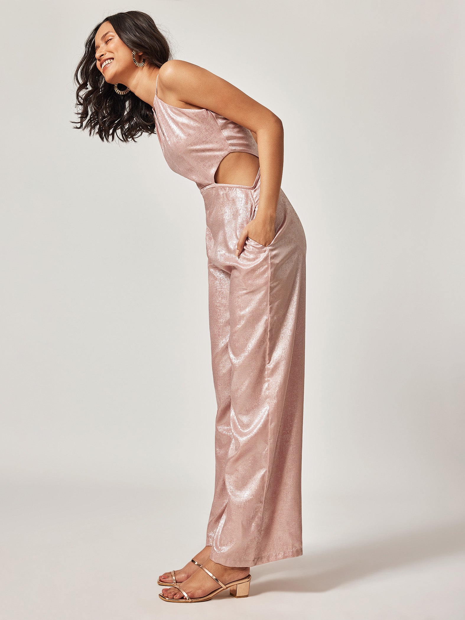 Blush Shimmer Cut Out Jumpsuit