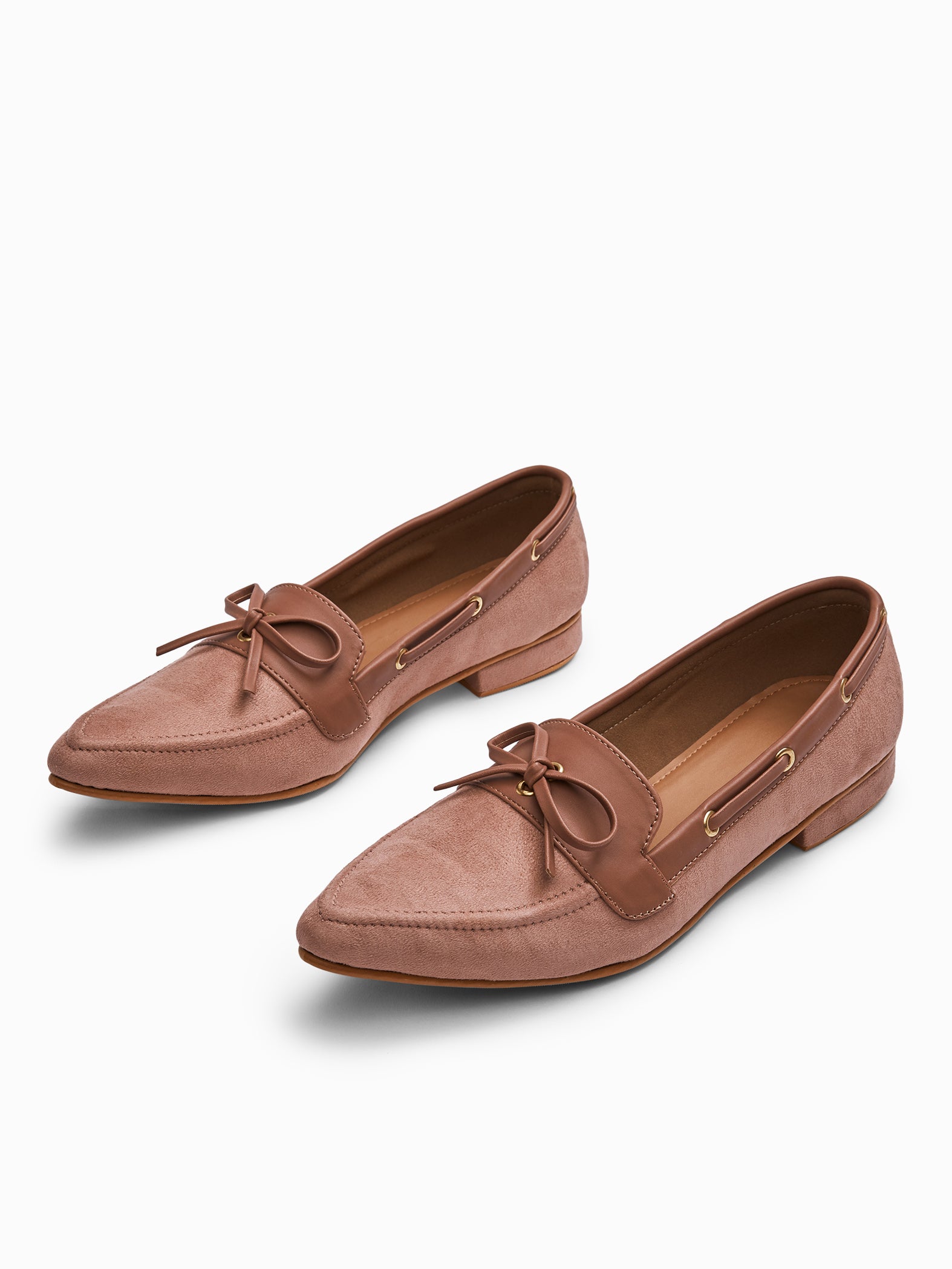 Blush Suede Pointed Loafers