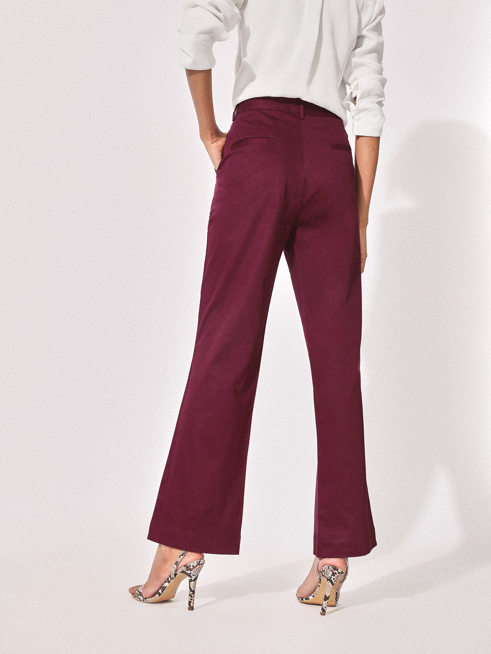 burgundy flare pants