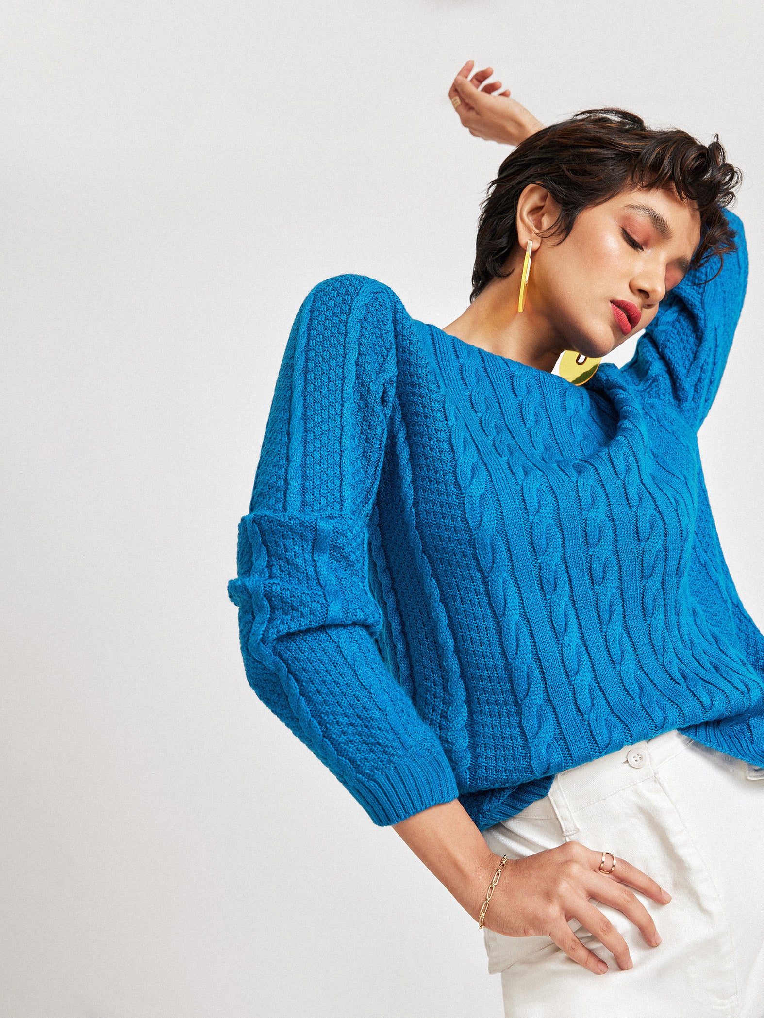 Cobalt Cable Knit Sweater