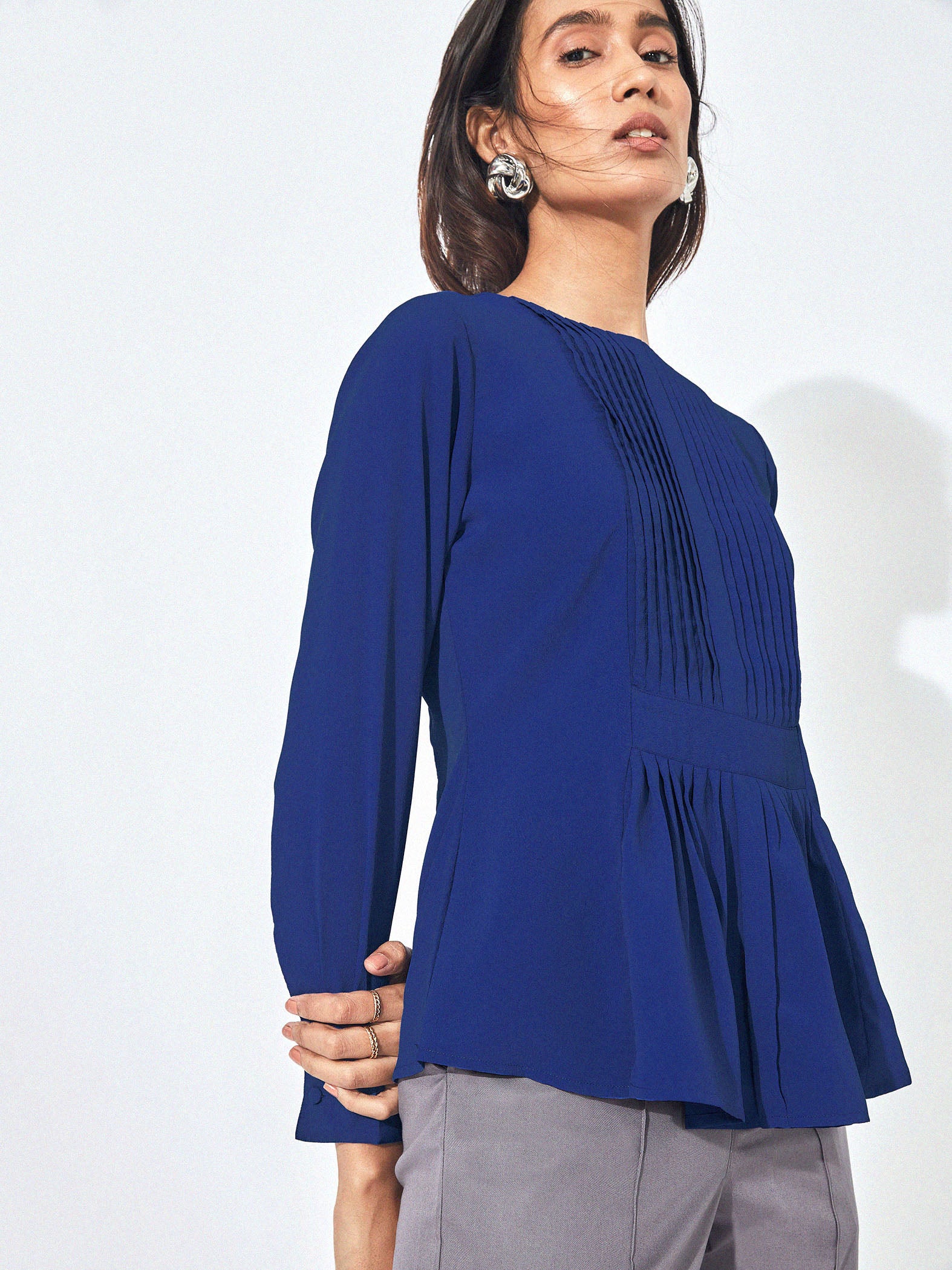 Cobalt Pintuck Top