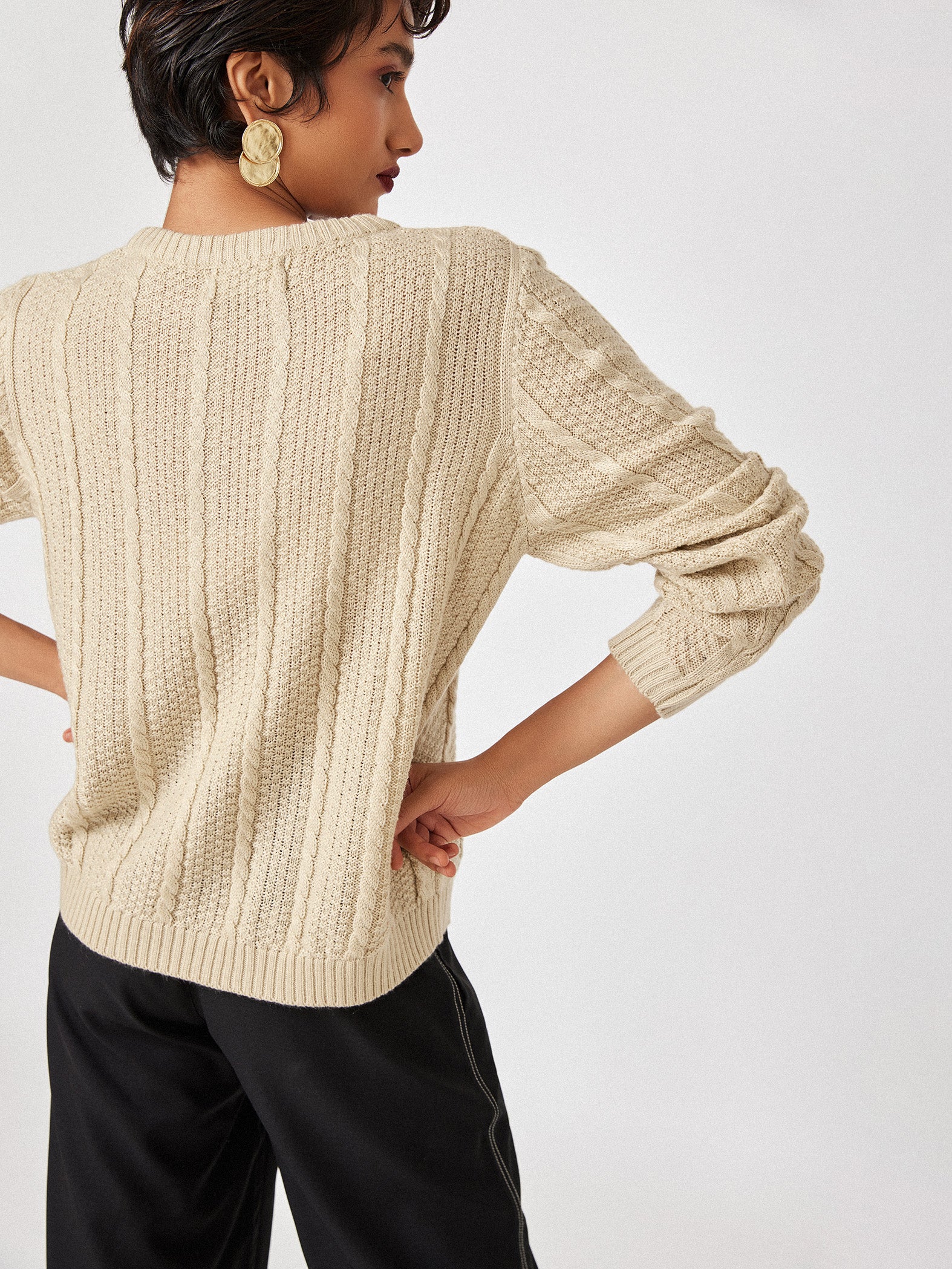 Cream Cable Knit Sweater