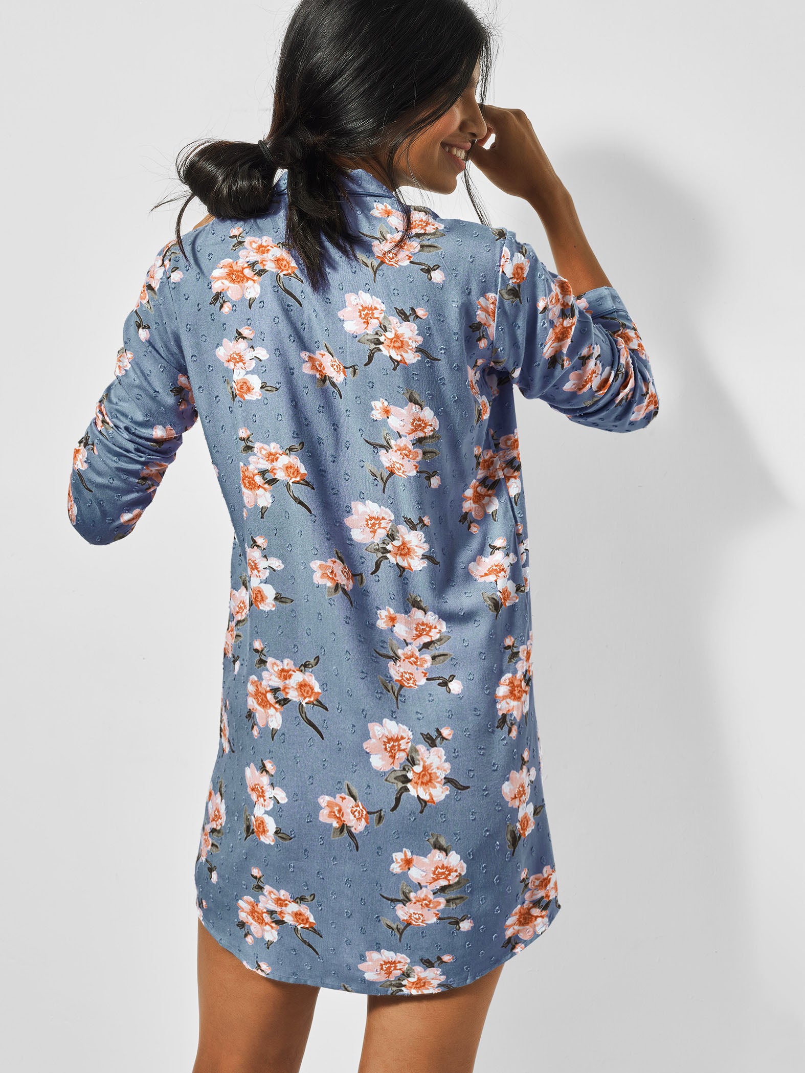Floral Printed Sleep Shirt Dress