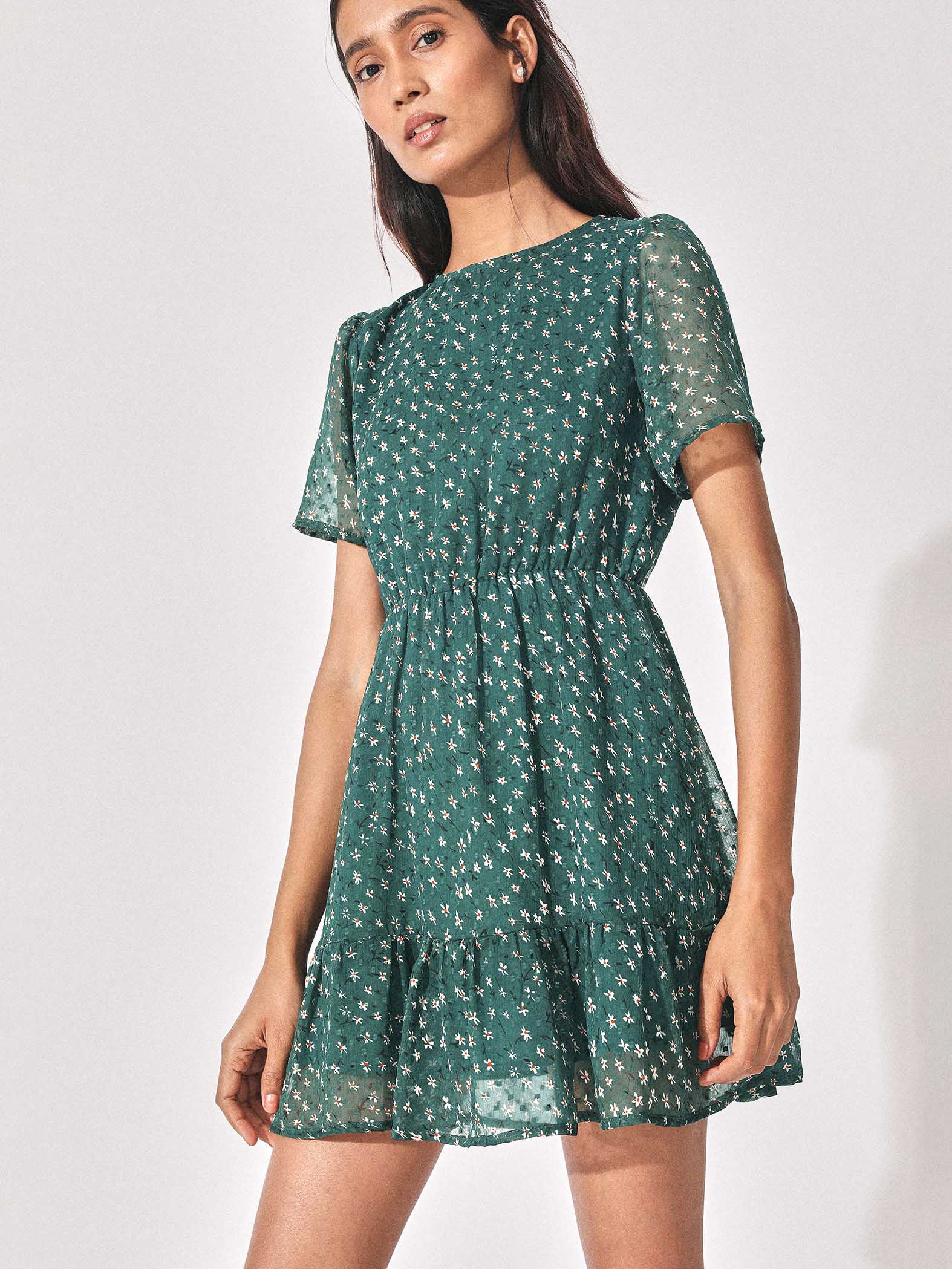 Forest Floral Ruffle Dress