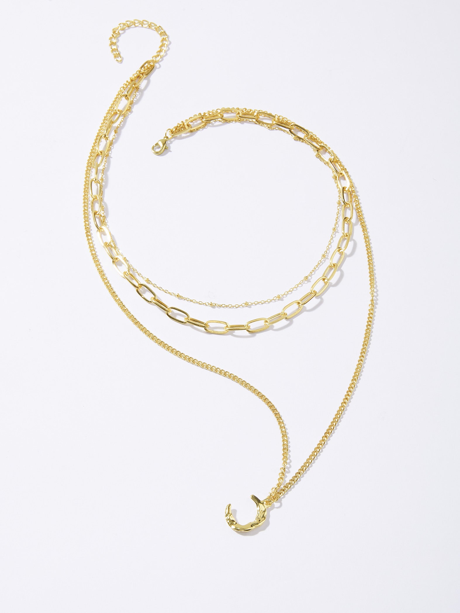 Gold Layered Crescent Moon Necklace