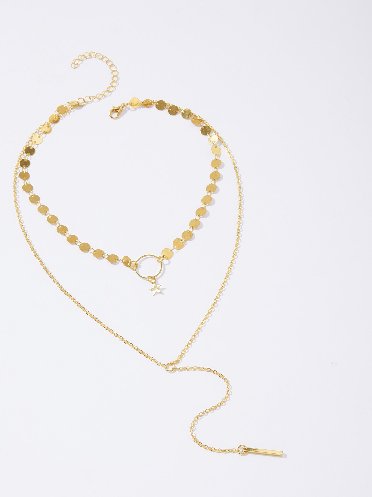Gold Layered Drop Chain Necklace