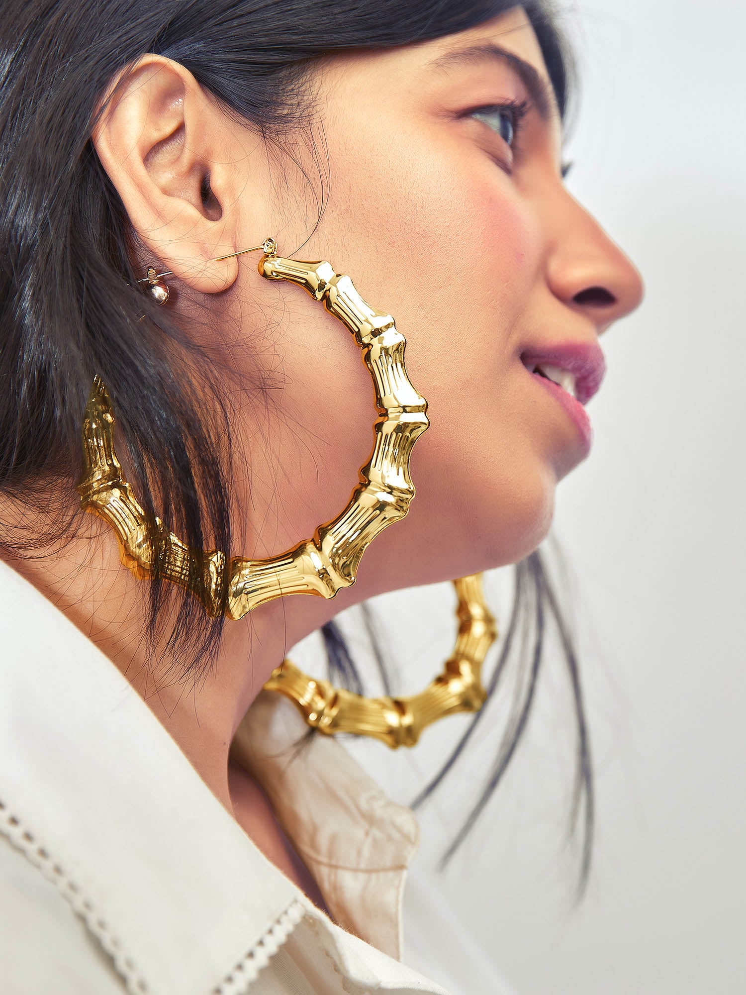 Gold Textured Circle Hoops