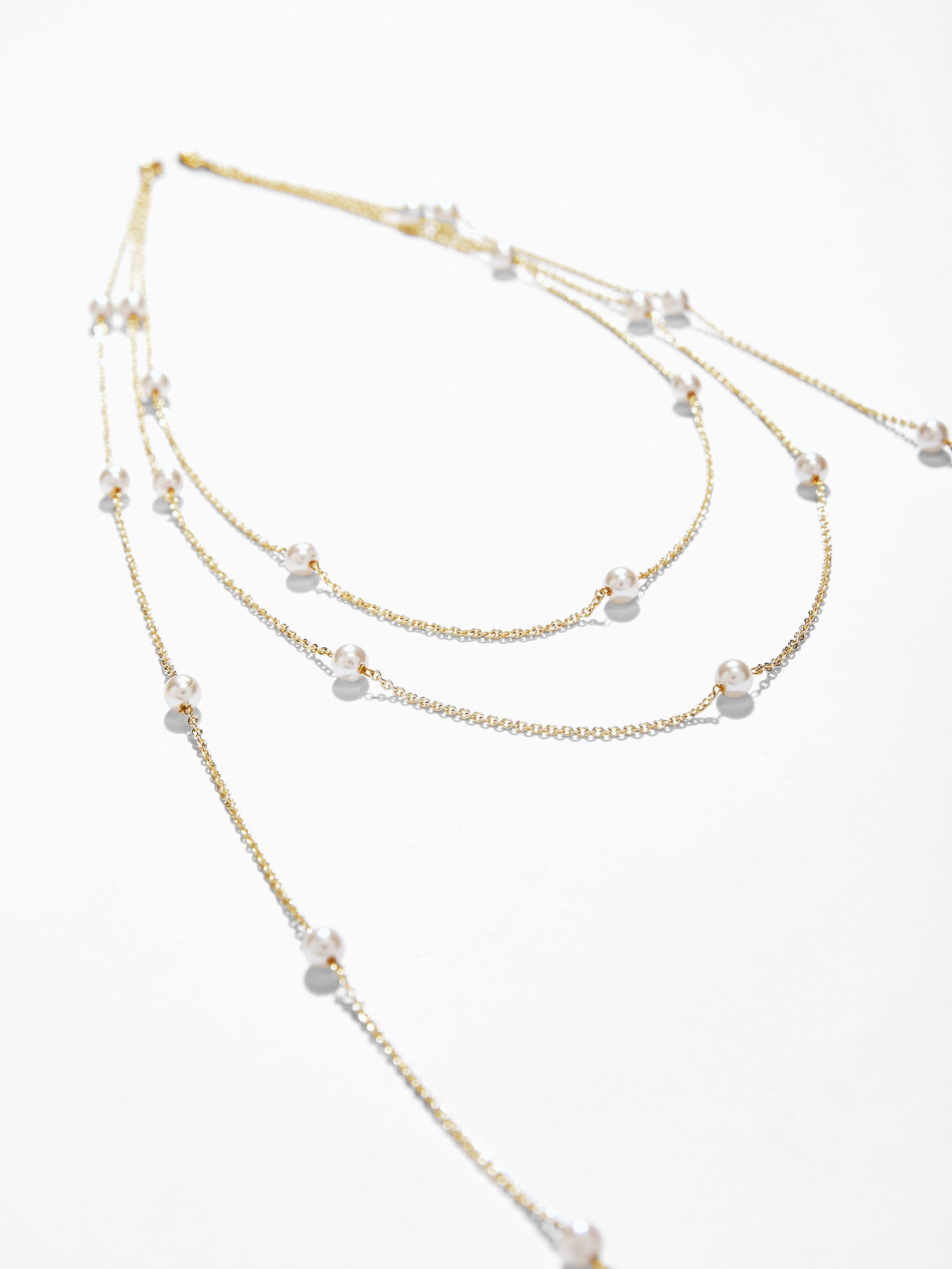 Gold Three Layered Pearl Necklace