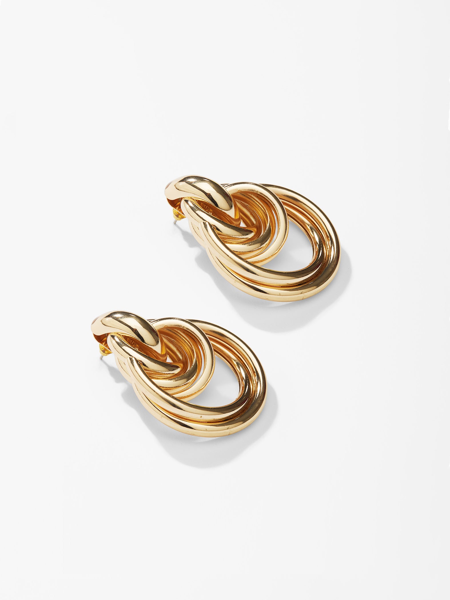 Gold Dual Circle Drop Earrings