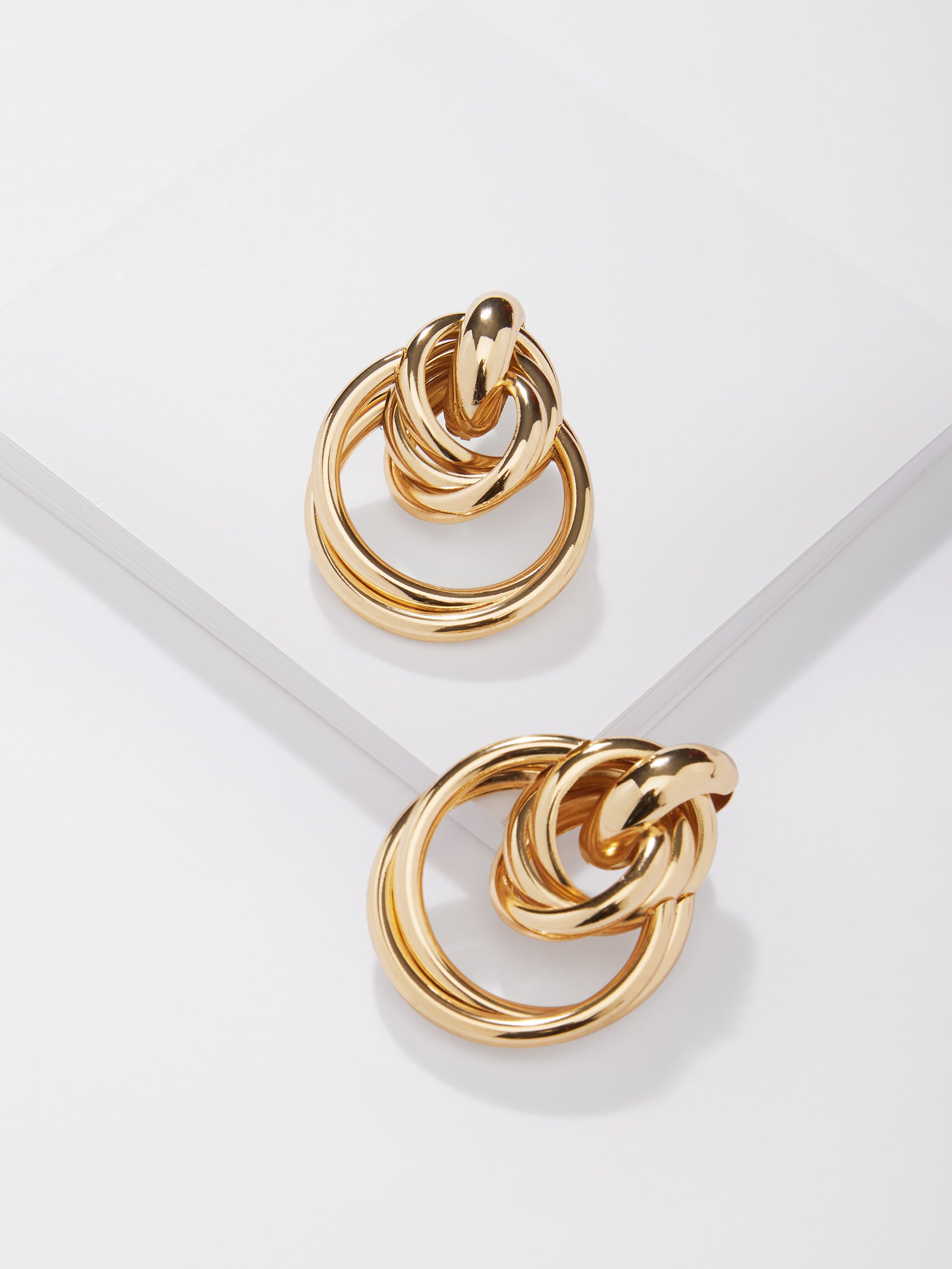 Gold Dual Circle Drop Earrings