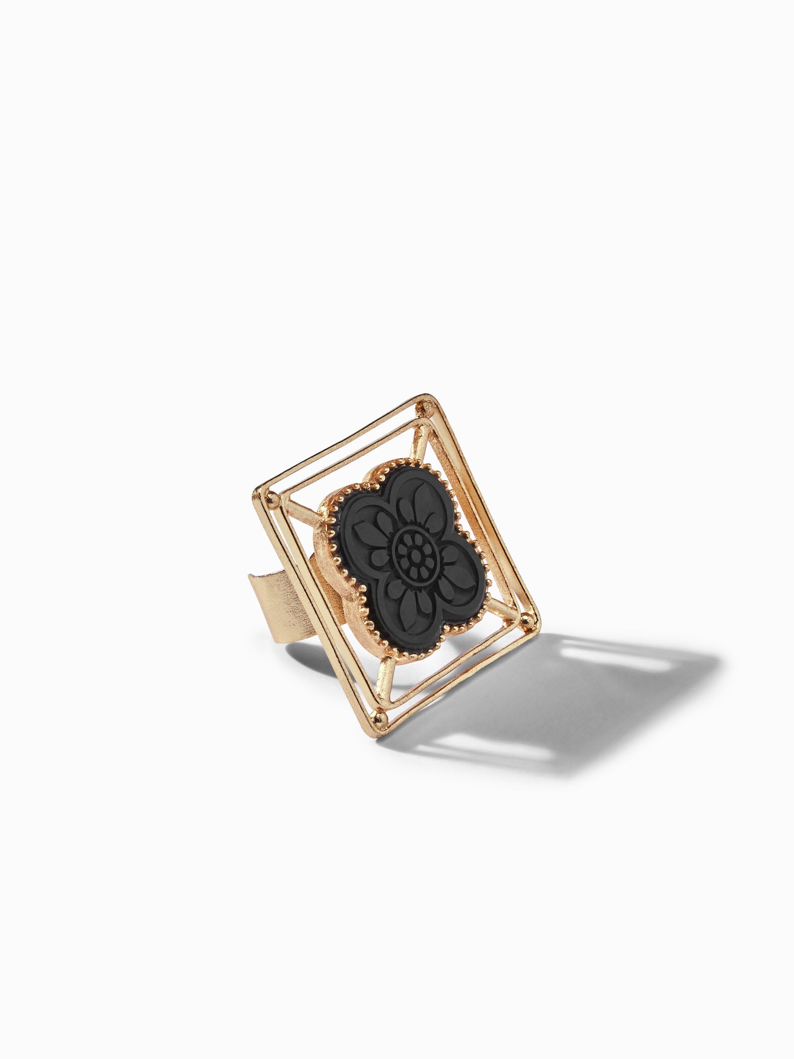 Gold Onyx Hollow Ring