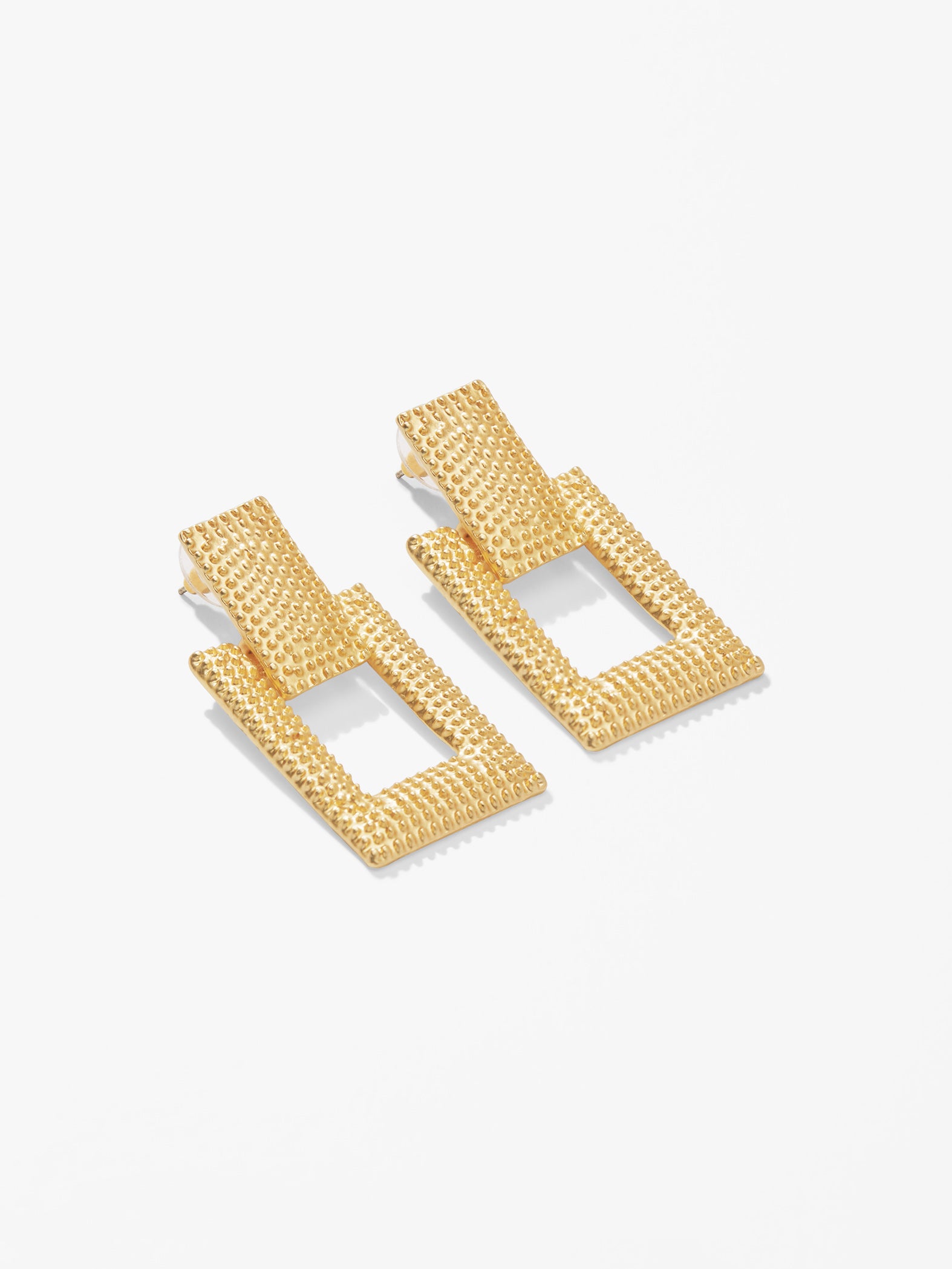Gold Textured Rectangle Earrings